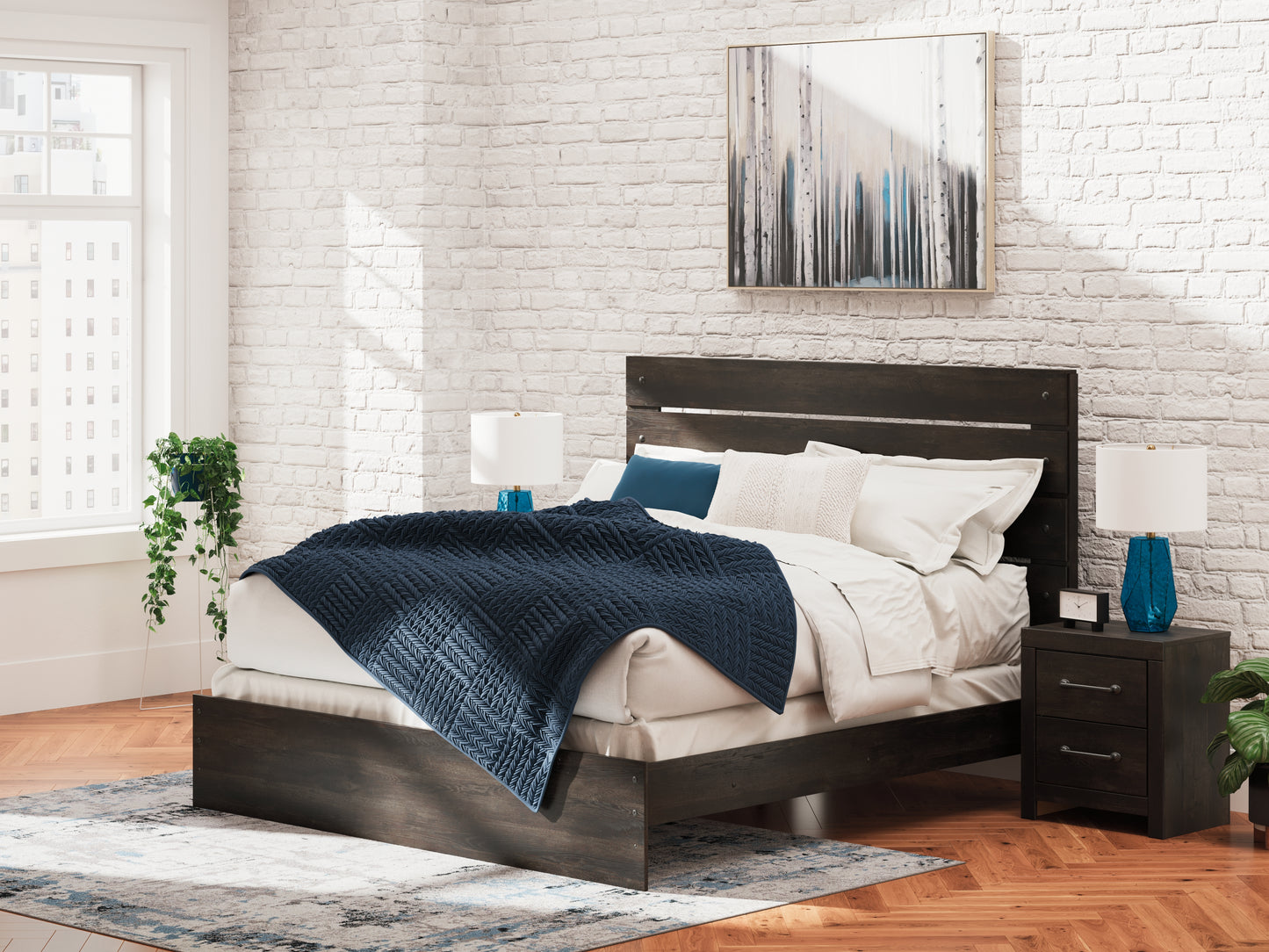 Bradenton Furniture Outlet - Ashley Furniture - Hollivern Bedroom - King Panel Bed / Dark Gray - PCB2108B8