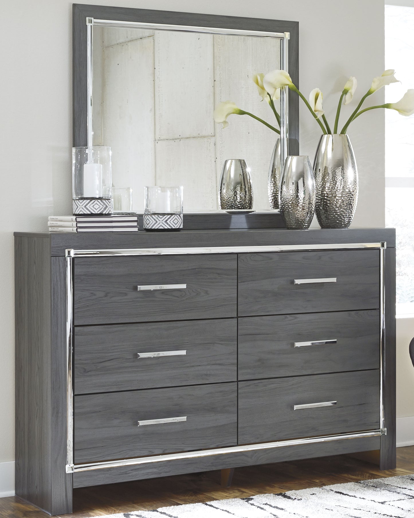 Bradenton Furniture Outlet - Ashley Furniture - Lodanna Bedroom - Dresser and Mirror / Gray - B214B1
