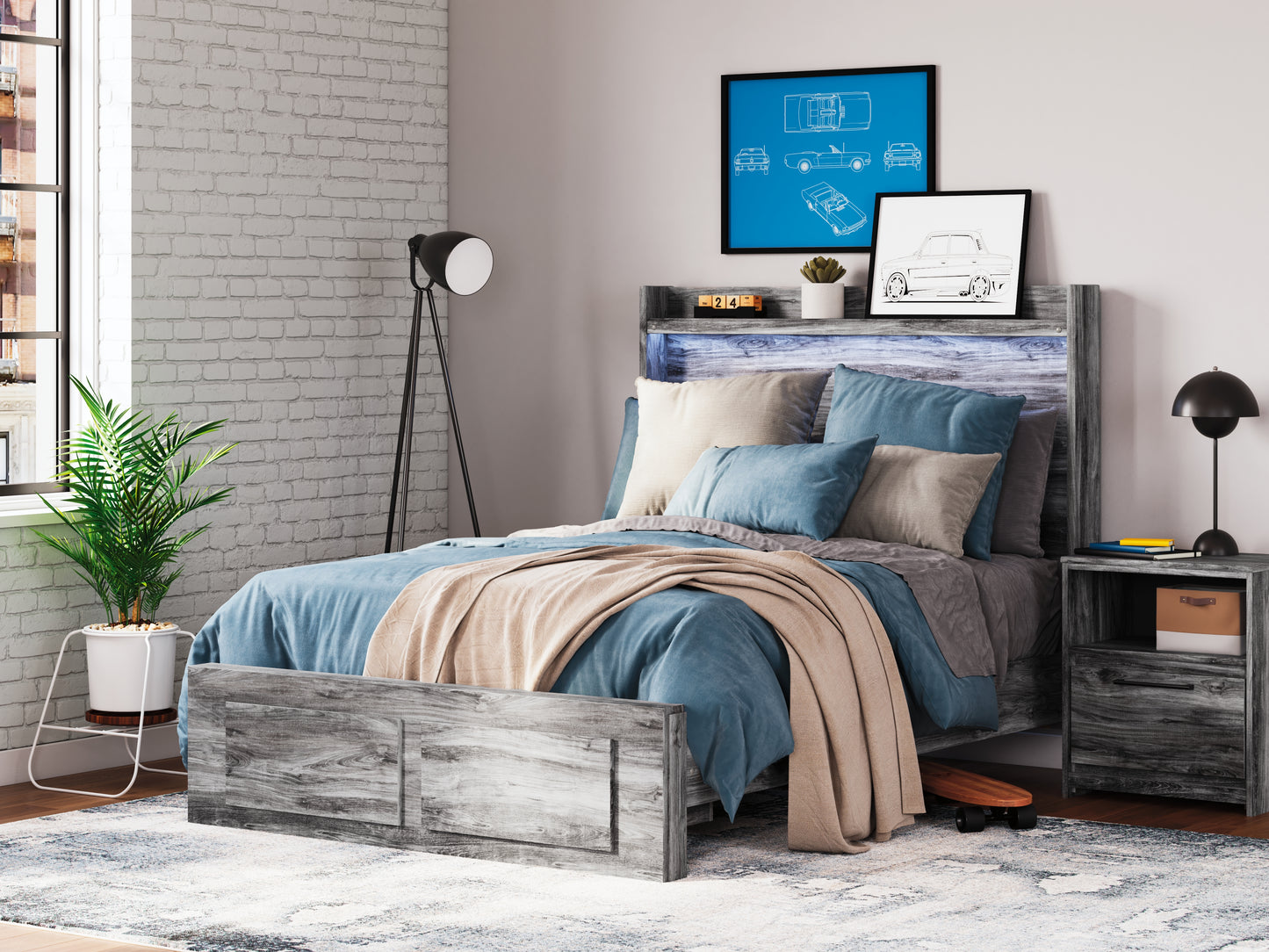 Bradenton Furniture Outlet - Ashley Furniture - Baystorm Bedroom - Full Panel Bed with 2 Storage Drawers / Gray - B221B34