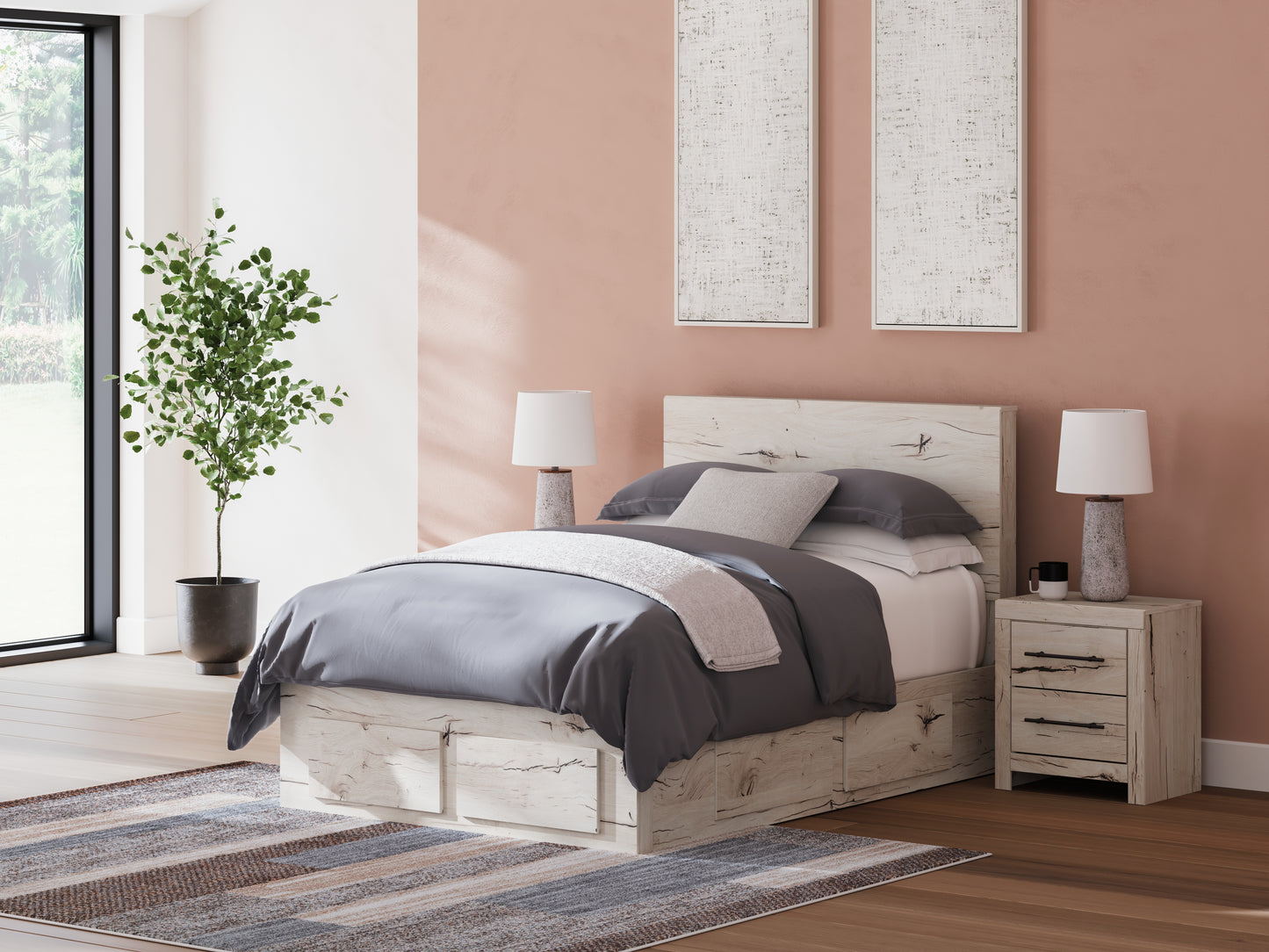 Bradenton Furniture Outlet - Ashley Furniture - Lawroy Bedroom - Full Panel Storage Bed / Light Natural - B2310B24