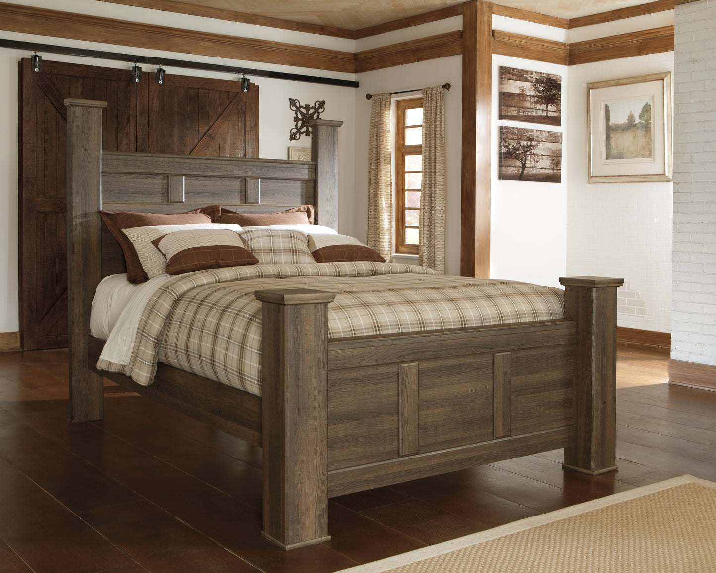Bradenton Furniture Outlet - Ashley Furniture - Juararo Bedroom - Queen Poster Bed / Dark Brown - B251B3