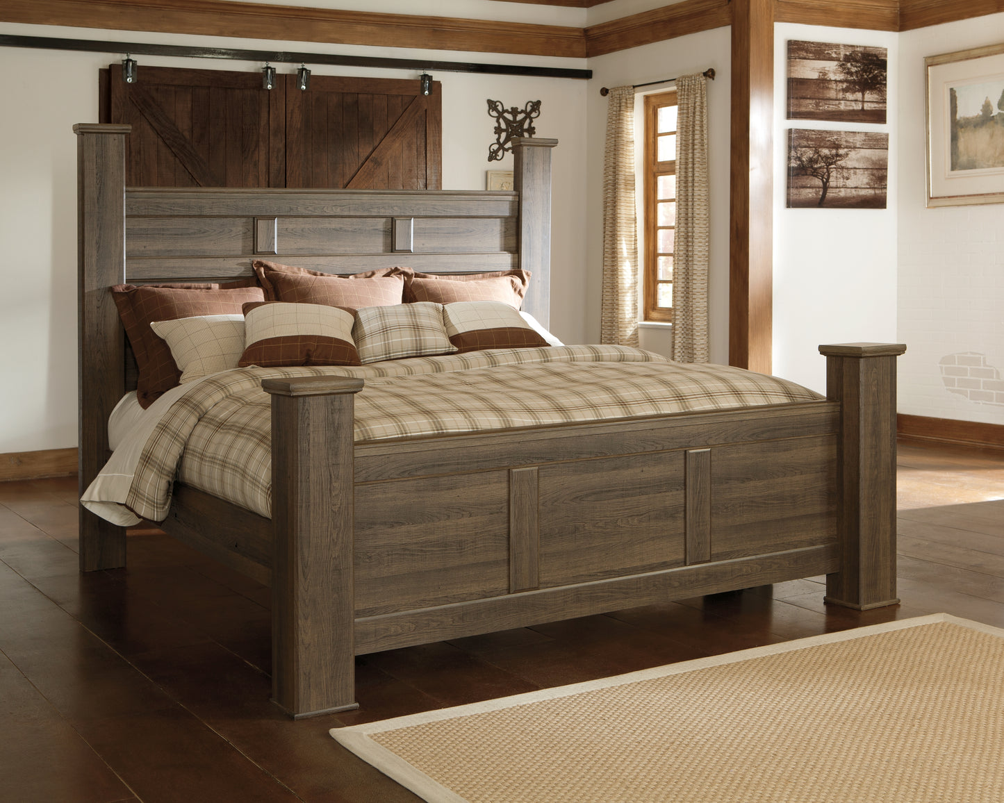 Bradenton Furniture Outlet - Ashley Furniture - Juararo Bedroom - King Poster Bed / Dark Brown - B251B10