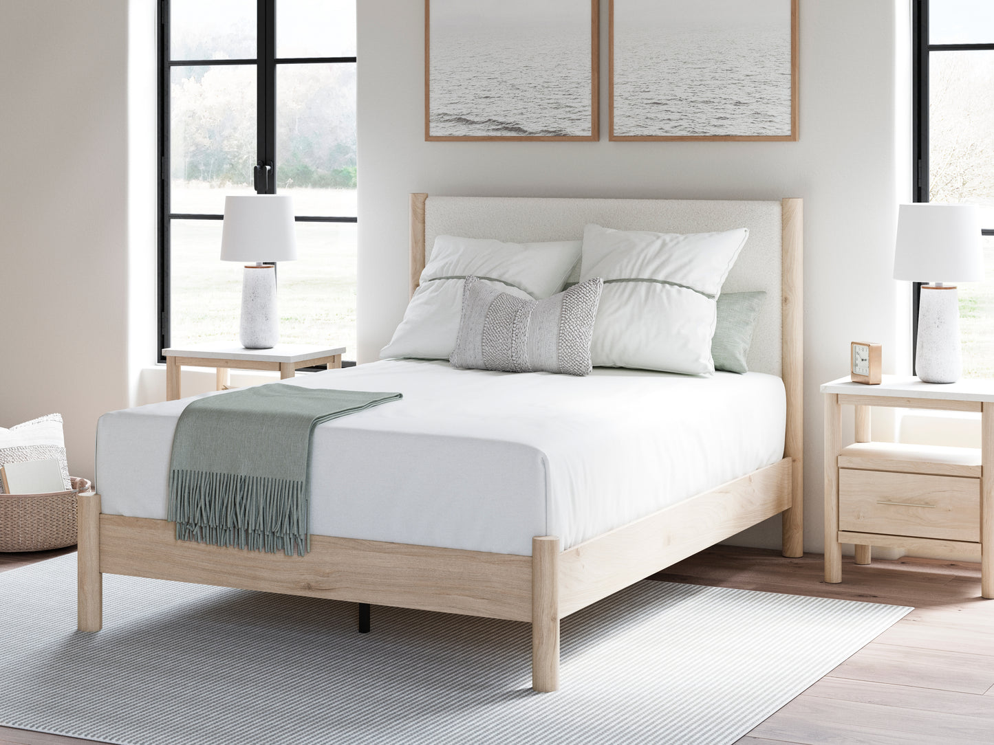 Bradenton Furniture Outlet - Ashley Furniture - Cadmori Bedroom - Queen Upholstered Panel Bed / Two-tone - B2615B4