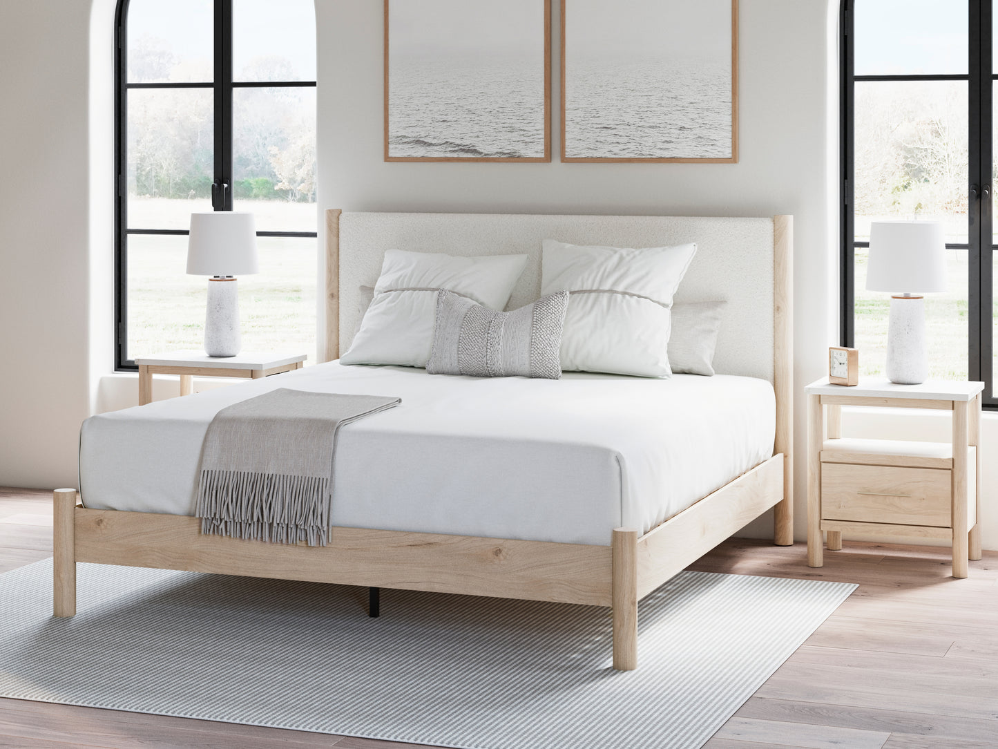 Bradenton Furniture Outlet - Ashley Furniture - Cadmori Bedroom - King Upholstered Panel Bed / Two-tone - B2615B7