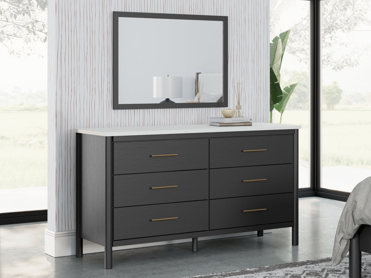 Bradenton Furniture Outlet - Ashley Furniture - Cadmori Bedroom - Dresser and Mirror / Black/White - B2616B1