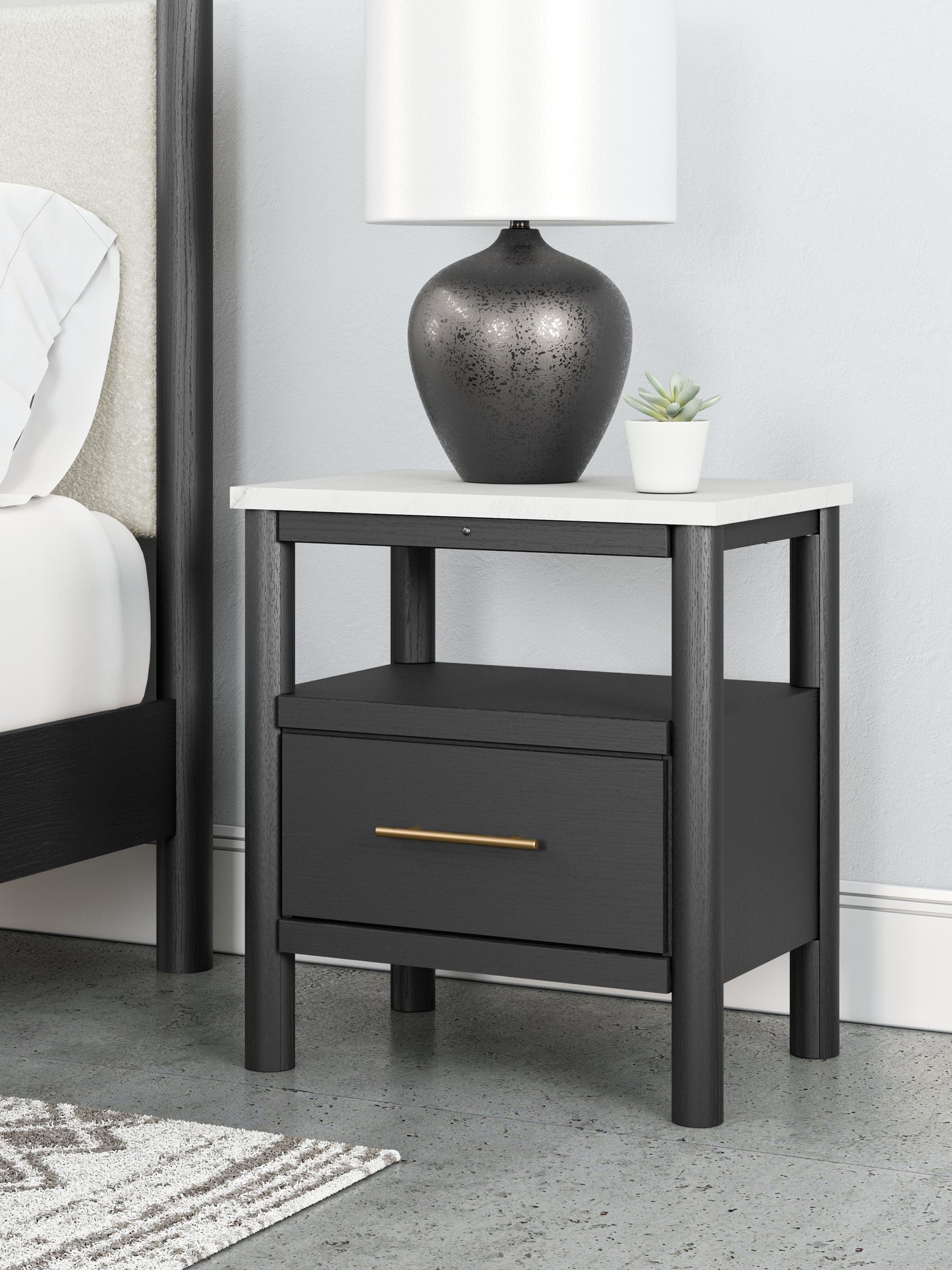 Bradenton Furniture Outlet - Ashley Furniture - Cadmori Bedroom - One Drawer Night Stand / Black/White - B2616-91