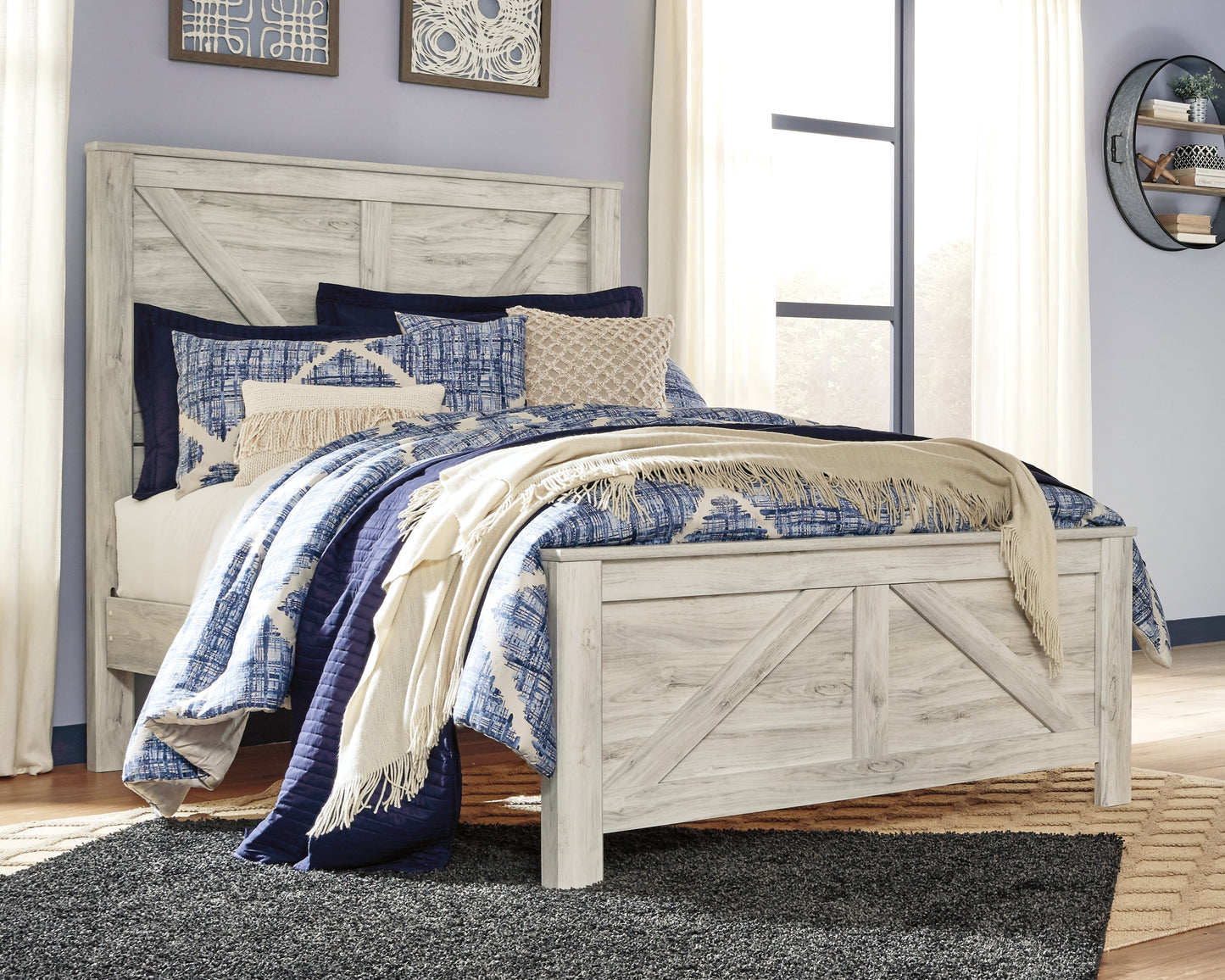 Bradenton Furniture Outlet - Ashley Furniture - Bellaby Bedroom - Queen Crossbuck Panel Bed / Whitewash - B331B6