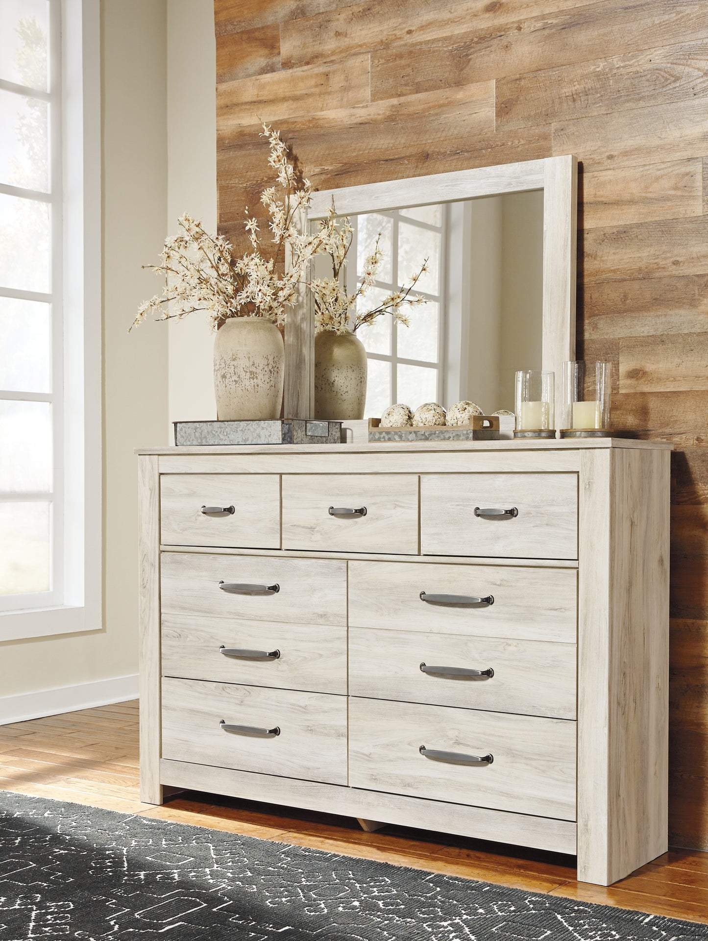 Bradenton Furniture Outlet - Ashley Furniture - Bellaby Bedroom - Dresser and Mirror / Whitewash - B331B1