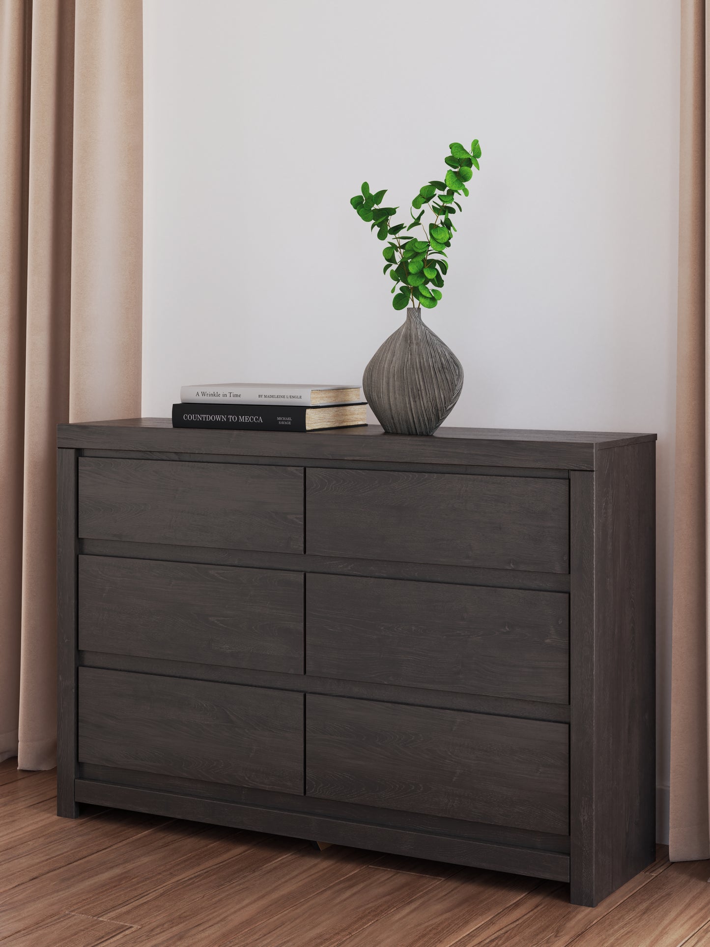 Bradenton Furniture Outlet - Ashley Furniture - Fraluna Bedroom - Six Drawer Dresser / Charcoal - PCB3370-31