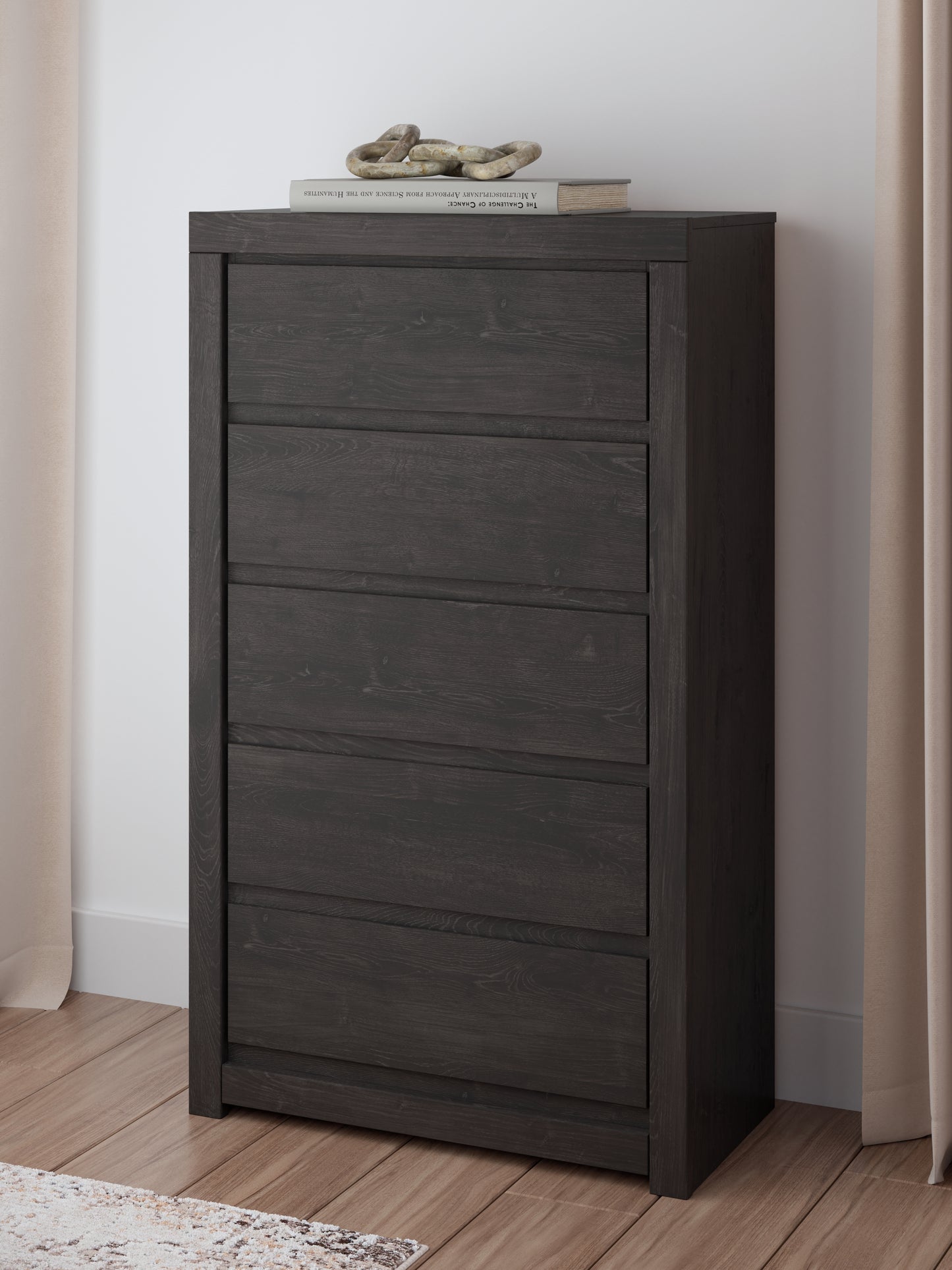 Bradenton Furniture Outlet - Ashley Furniture - Fraluna Bedroom - Five Drawer Chest / Charcoal - PCB3370-46