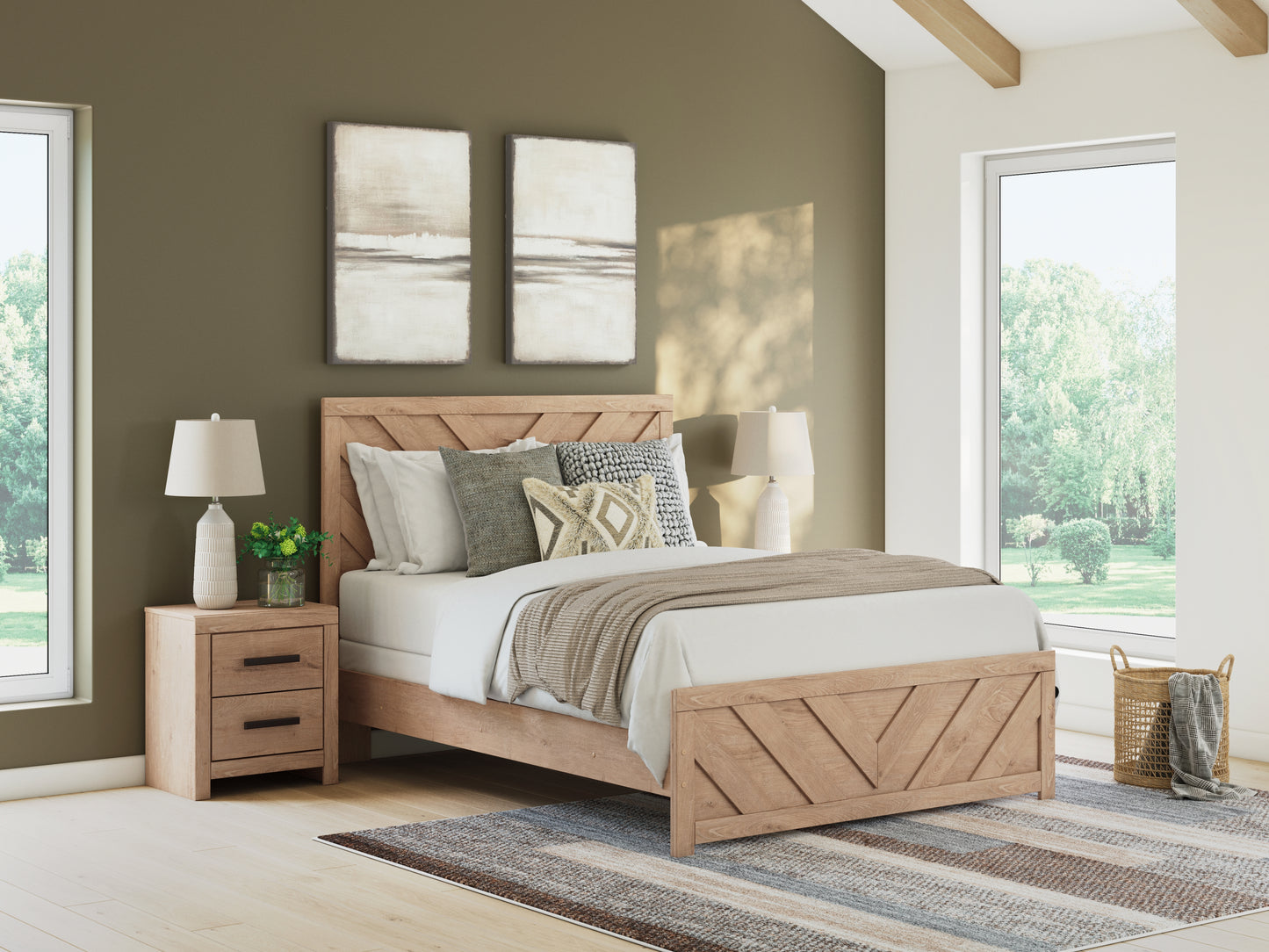 Bradenton Furniture Outlet - Ashley Furniture - Sanginlane Bedroom - Queen Panel Bed / Tan - B3787B4