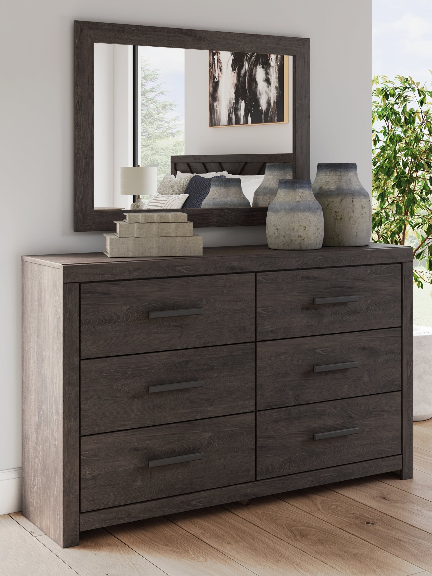 Bradenton Furniture Outlet - Ashley Furniture - Prendonea Bedroom - Dresser and Mirror / Charcoal - B3789B1