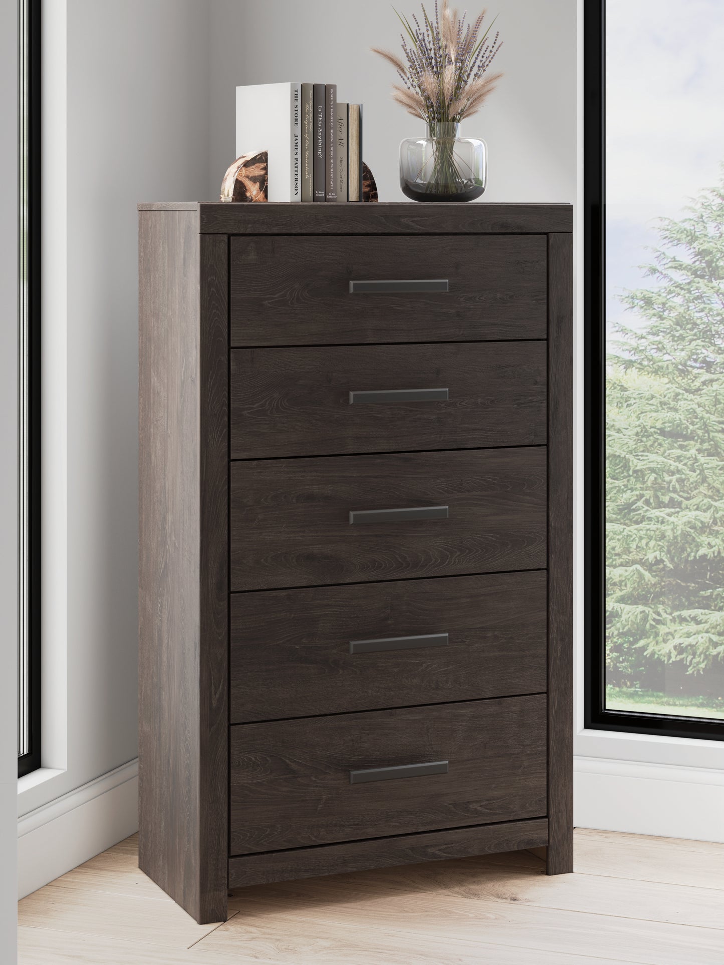Bradenton Furniture Outlet - Ashley Furniture - Prendonea Bedroom - Five Drawer Chest / Charcoal - B3789-46