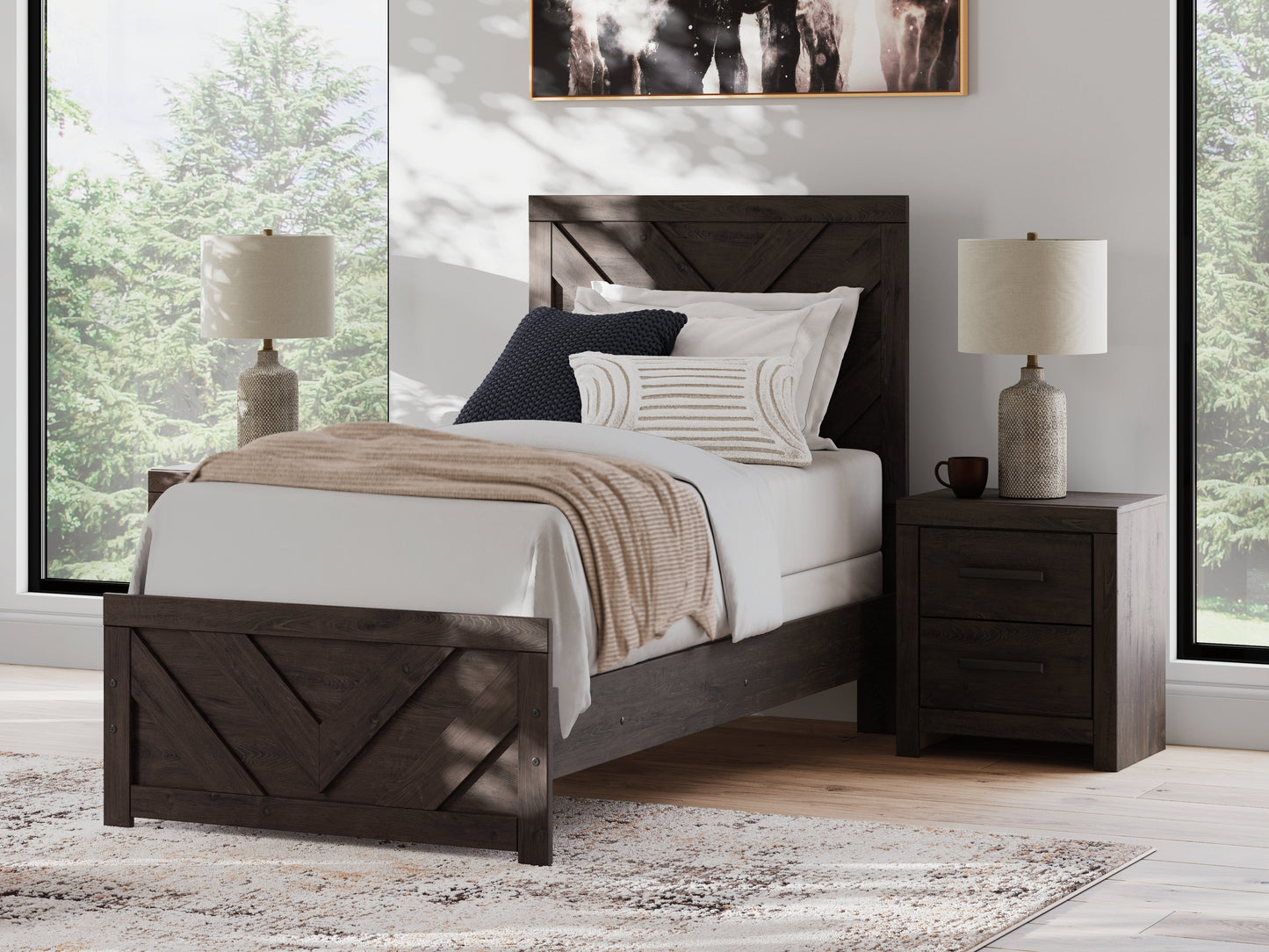 Bradenton Furniture Outlet - Ashley Furniture - Prendonea Bedroom - Twin Panel Bed / Charcoal - B3789B2