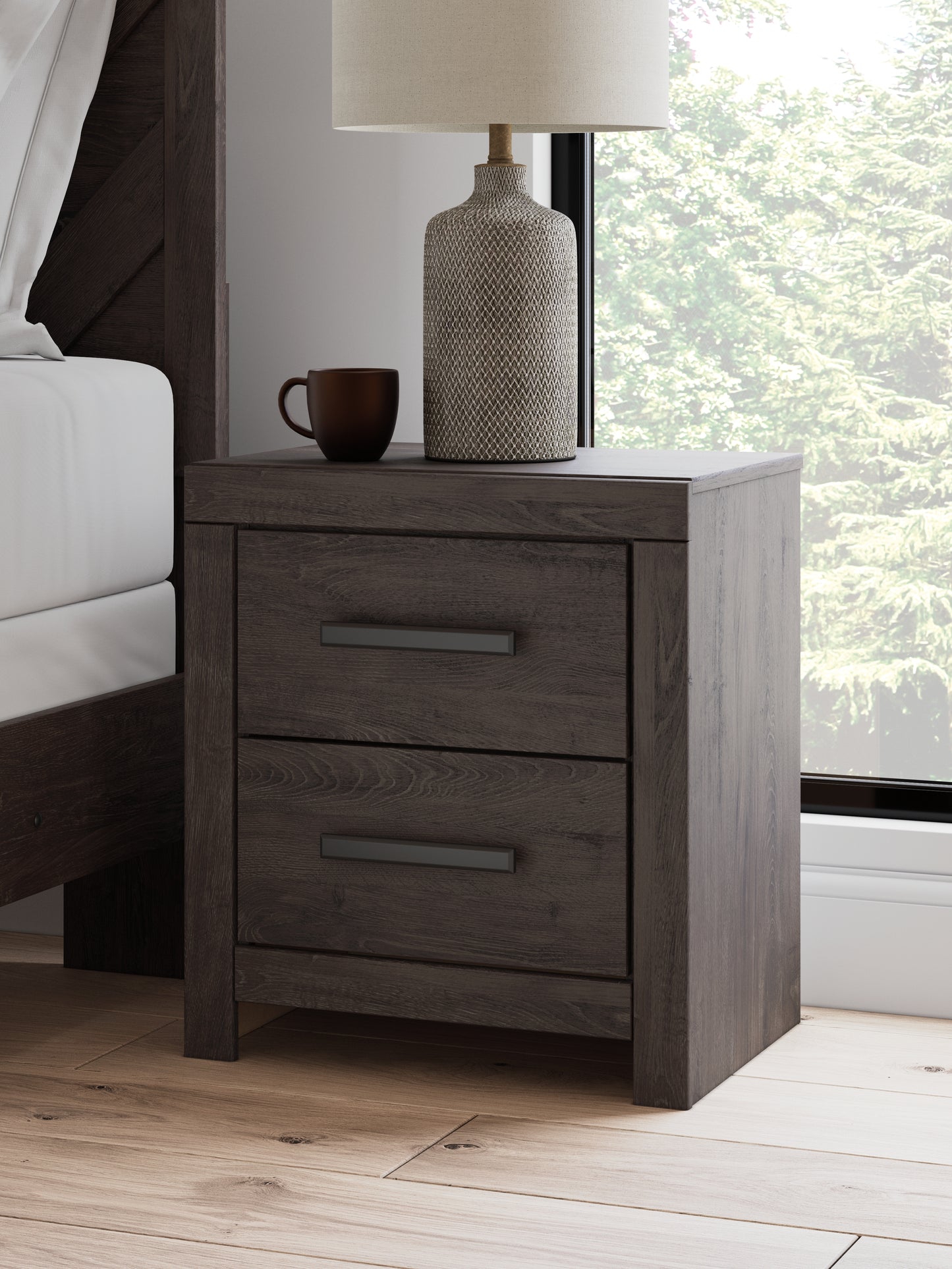 Bradenton Furniture Outlet - Ashley Furniture - Prendonea Bedroom - Two Drawer Night Stand / Charcoal - B3789-92