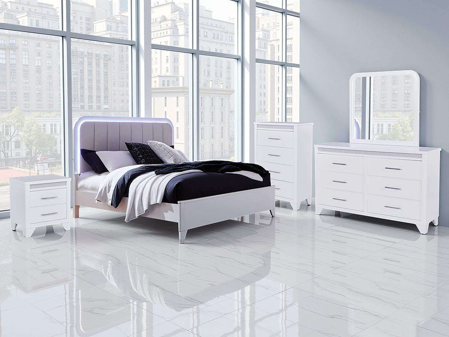 Bradenton Furniture Outlet - Ashley Furniture - Jarlee Bedroom - Queen Upholstered Panel Bed / White - PCB392B2
