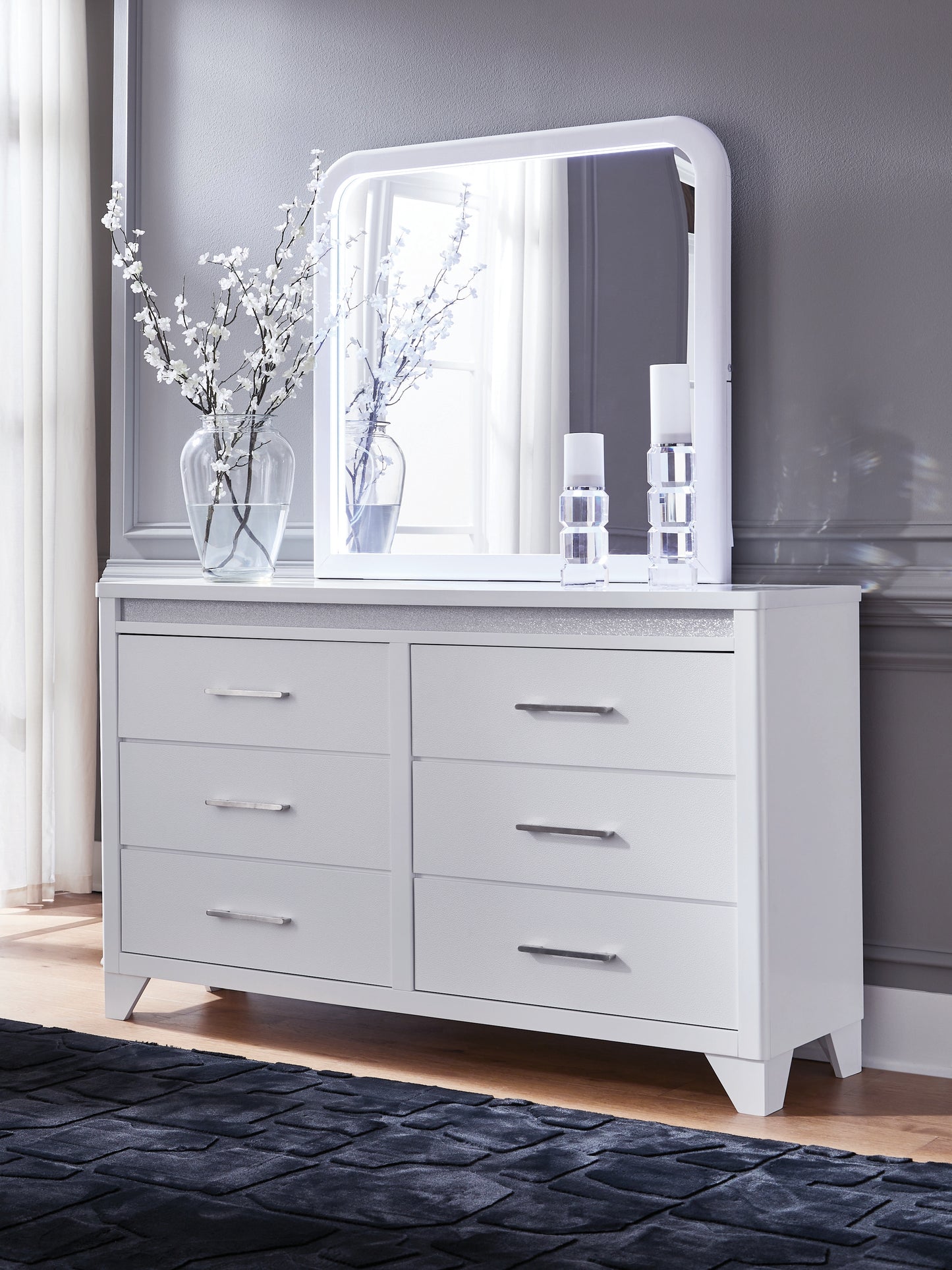Bradenton Furniture Outlet - Ashley Furniture - Jarlee Bedroom - Dresser and Mirror / White - PCB392B1
