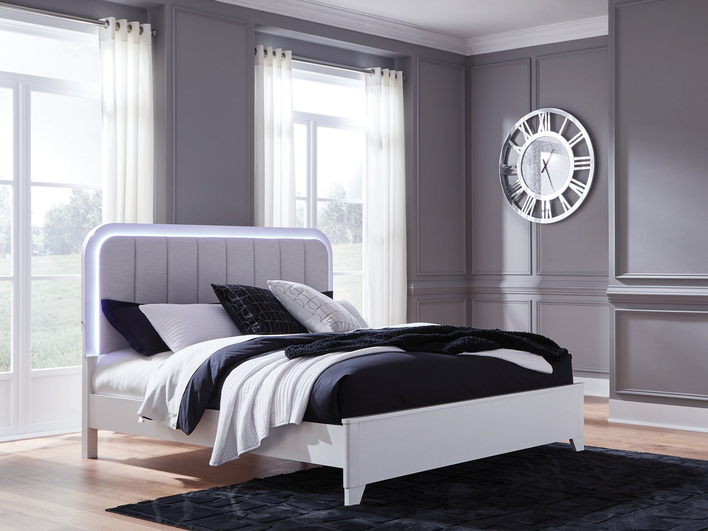 Bradenton Furniture Outlet - Ashley Furniture - Jarlee Bedroom - King Upholstered Panel Bed / White - PCB392B4