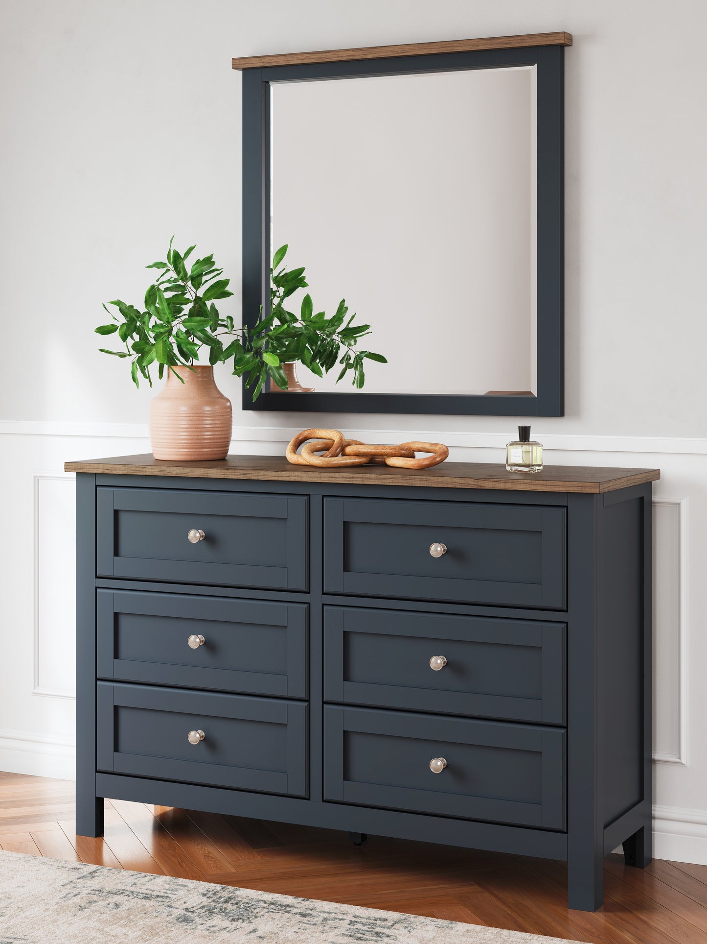 Bradenton Furniture Outlet - Ashley Furniture - Landocken Bedroom - Dresser and Mirror / Brown/Blue - B414B1