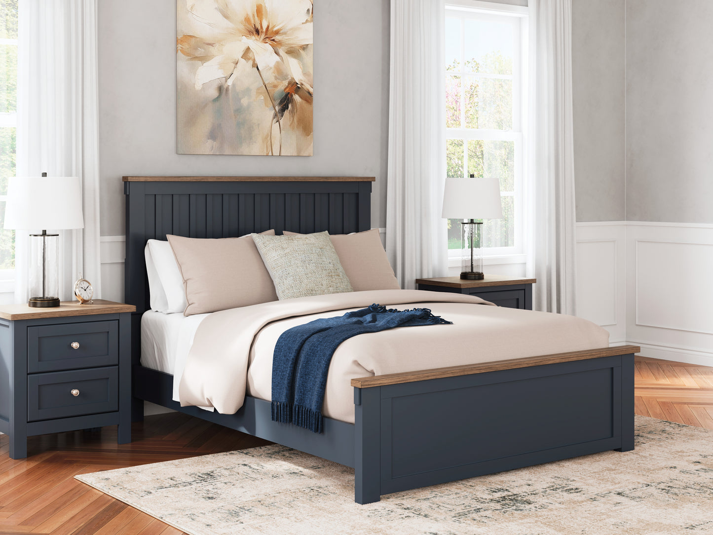 Bradenton Furniture Outlet - Ashley Furniture - Landocken Bedroom - Queen Panel Bed / Brown/Blue - B414B10