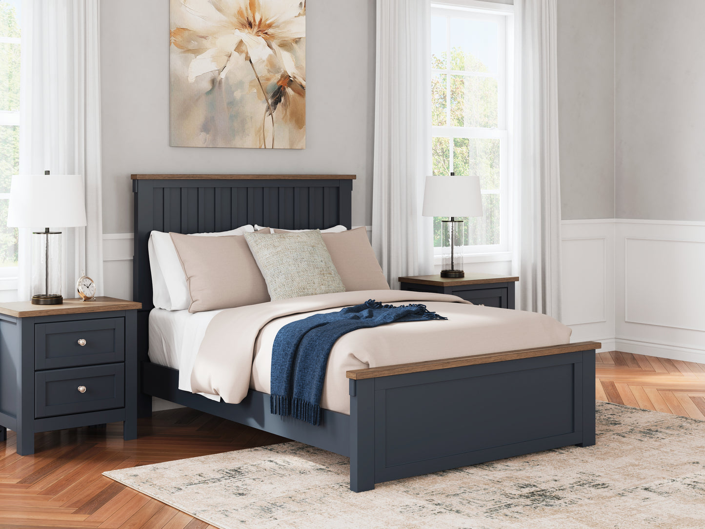 Bradenton Furniture Outlet - Ashley Furniture - Landocken Bedroom - Full Panel Bed / Brown/Blue - B414B3