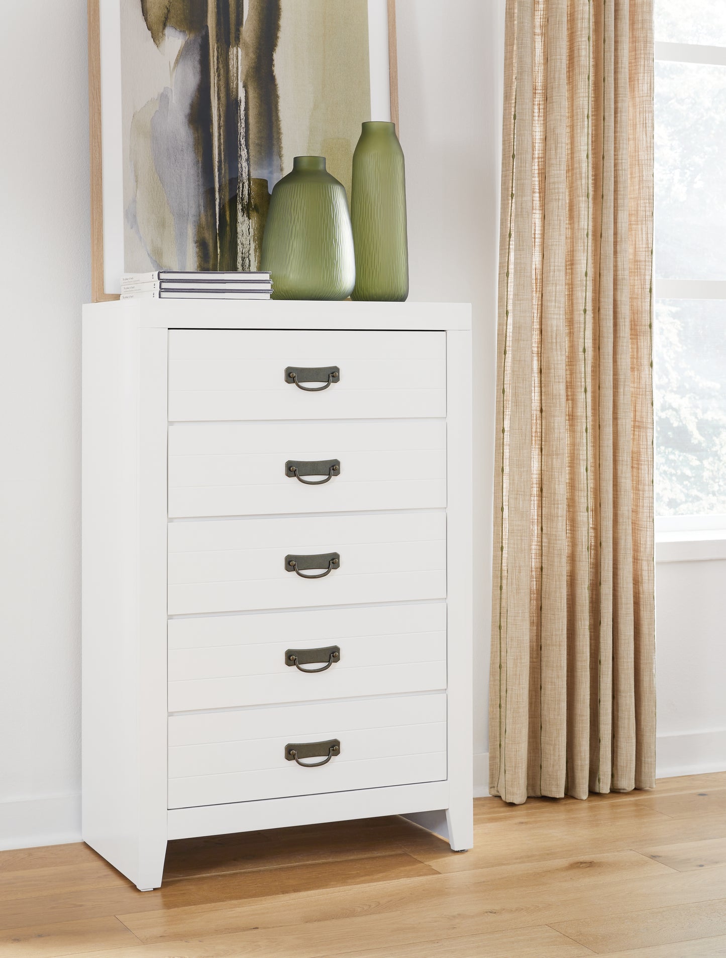Bradenton Furniture Outlet - Ashley Furniture - Binterglen Bedroom - Five Drawer Chest / White - B427-46