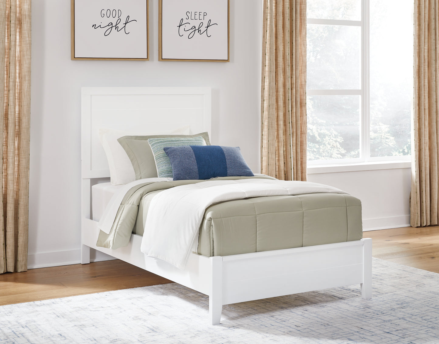 Bradenton Furniture Outlet - Ashley Furniture - Binterglen Bedroom - Twin Panel Bed / White - B427B2