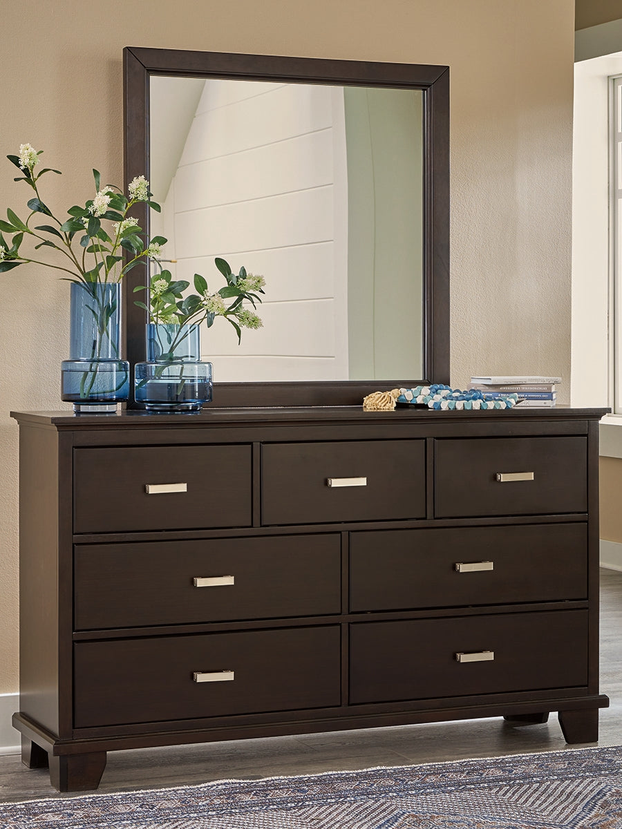 Bradenton Furniture Outlet - Ashley Furniture - Covetown Bedroom - Dresser and Mirror / Dark Brown - B441B1