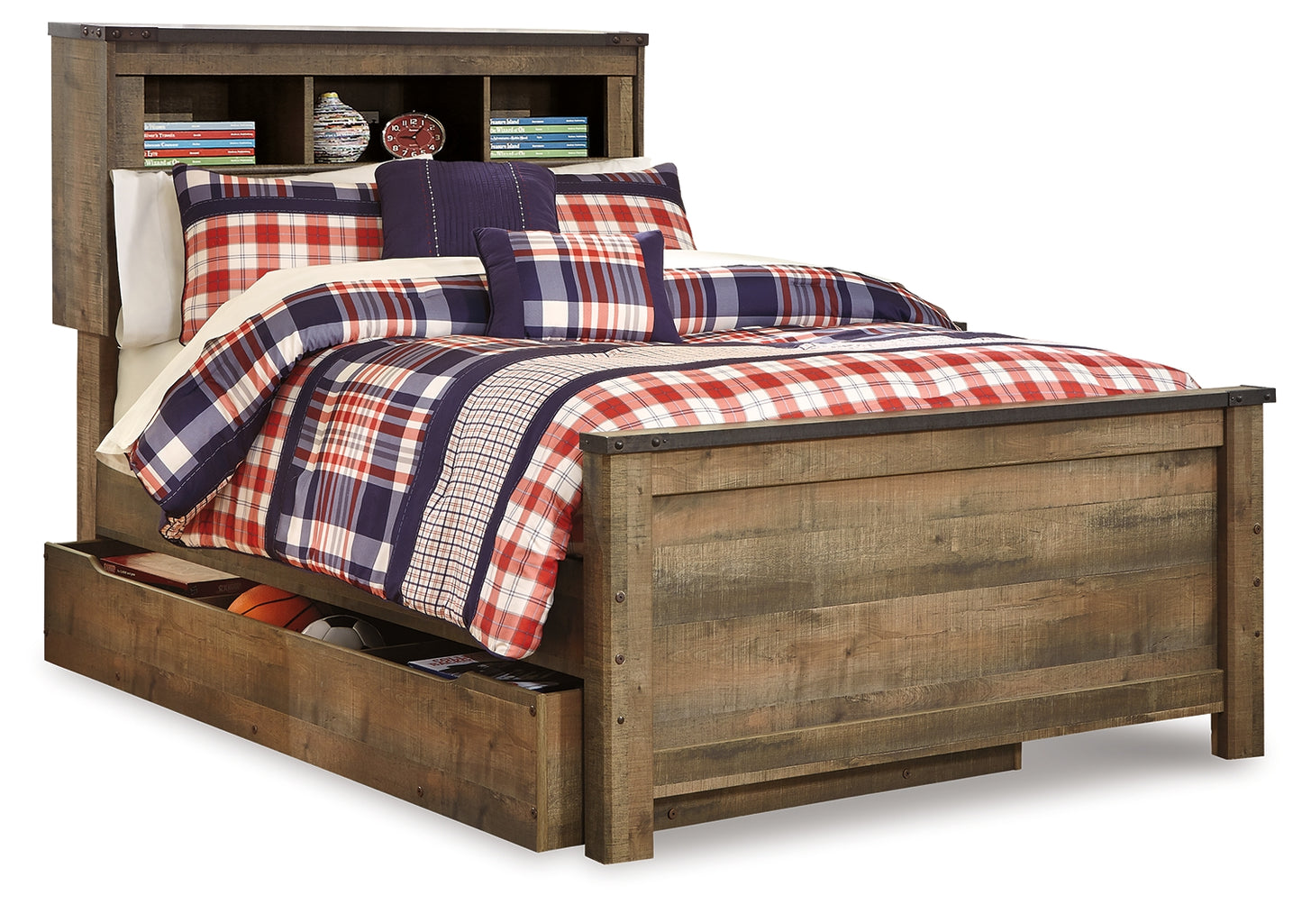 Bradenton Furniture Outlet - Ashley Furniture - Trinell Bedroom - Full Bookcase Bed with Storage / Brown - B446B91