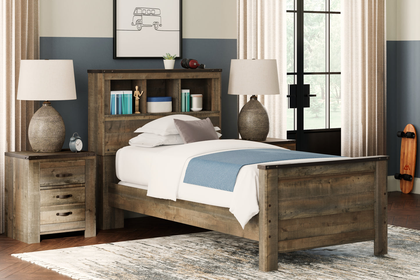 Bradenton Furniture Outlet - Ashley Furniture - Trinell Bedroom - Twin Bookcase Bed / Brown - B446B21