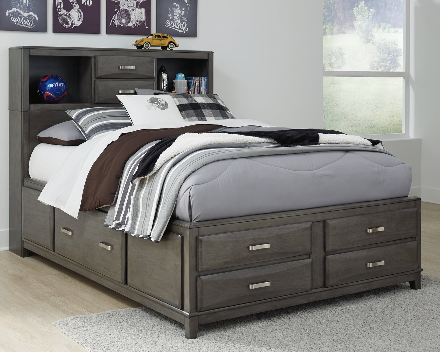 Bradenton Furniture Outlet - Ashley Furniture - Caitbrook Bedroom - Full Storage Bed with 7 Drawers / Gray - B476B4