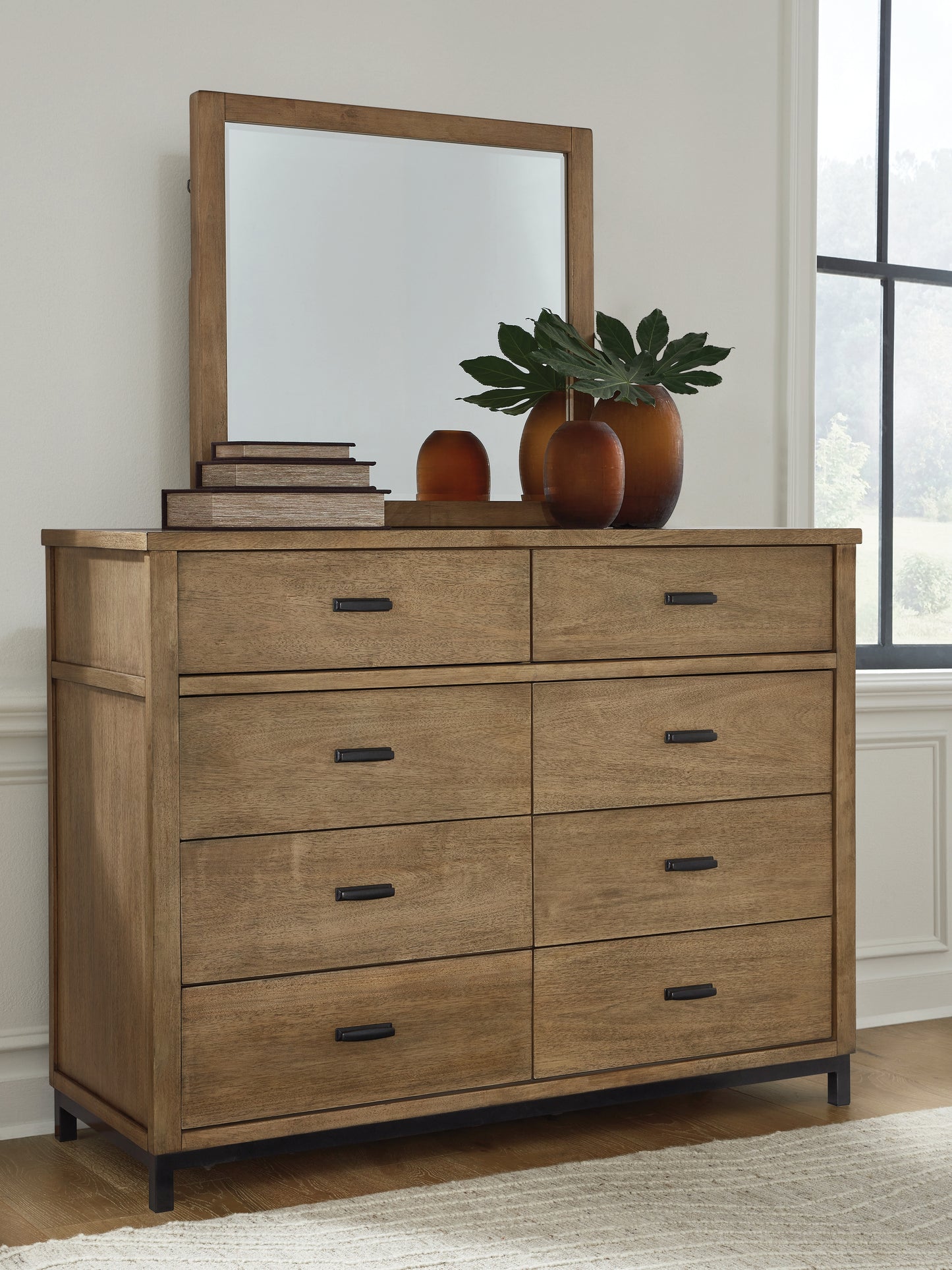 Bradenton Furniture Outlet - Ashley Furniture - Tomtyn Bedroom - Dresser and Mirror / Light Brown - B622B1