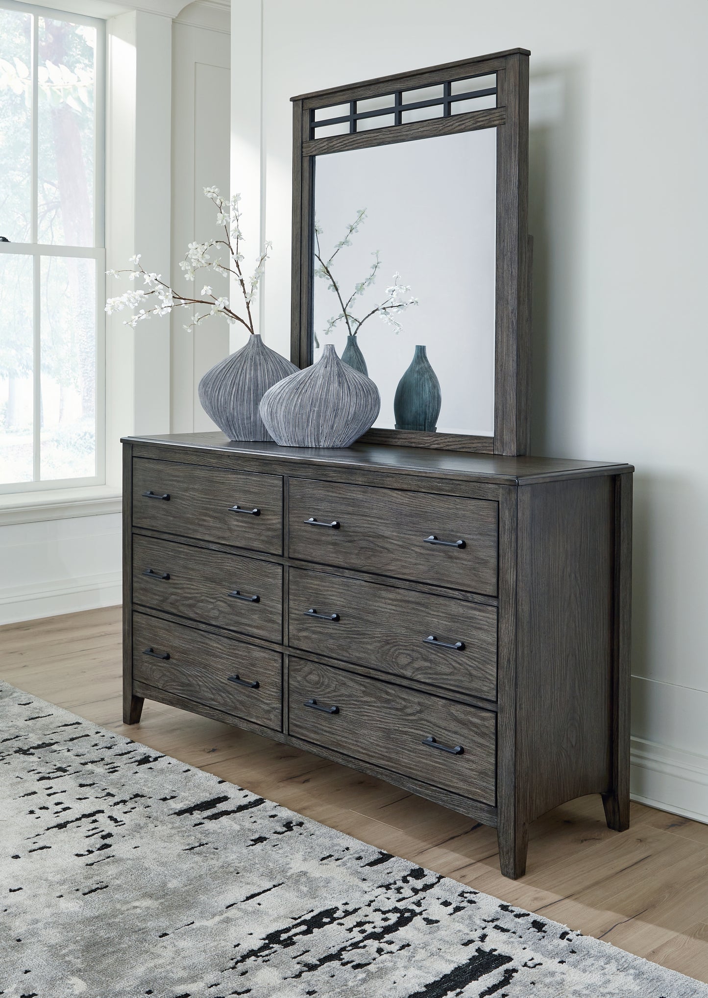Bradenton Furniture Outlet - Ashley Furniture - Montillan Bedroom - Dresser and Mirror / Grayish Brown - B651B1
