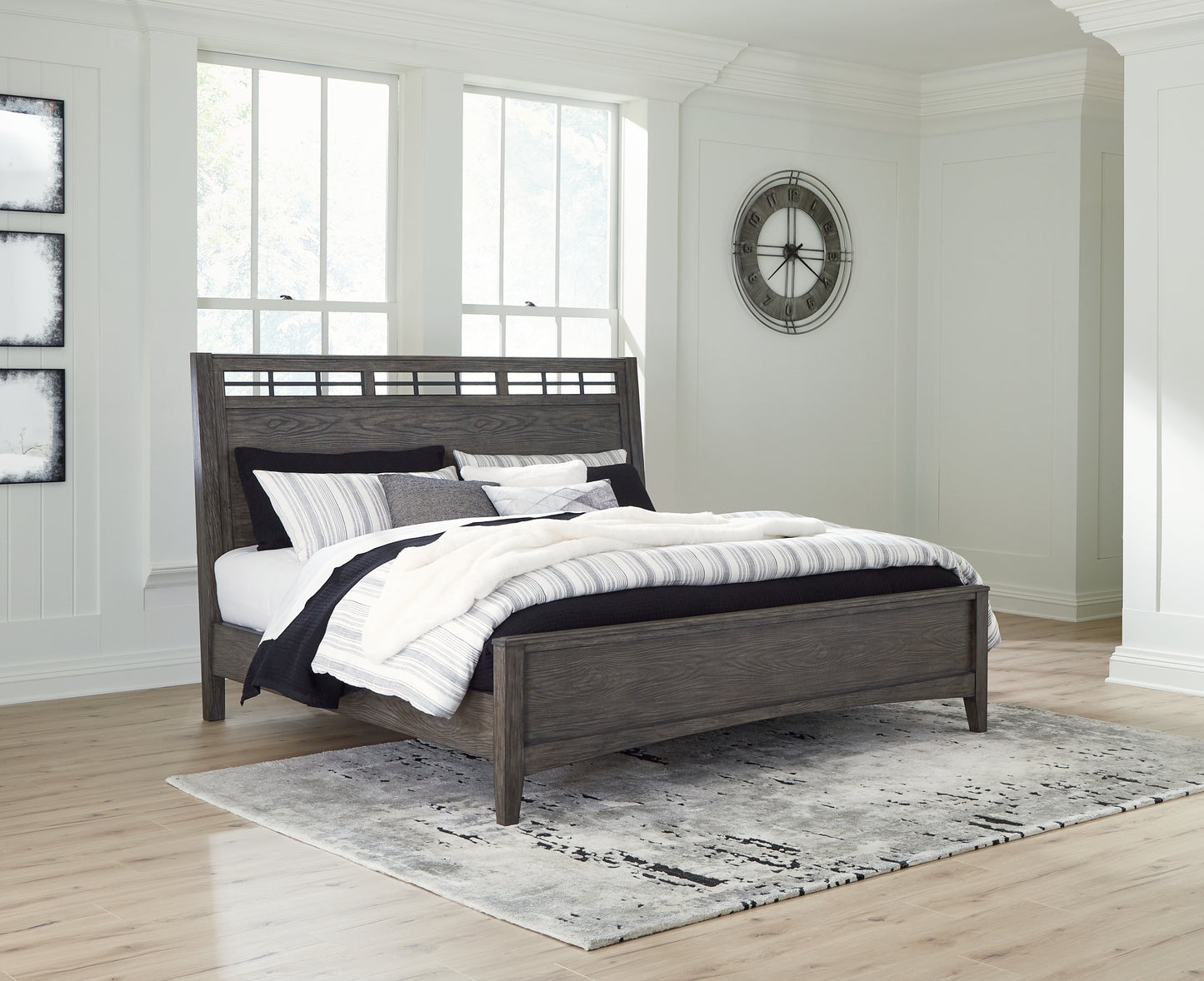 Bradenton Furniture Outlet - Ashley Furniture - Montillan Bedroom - King Panel Bed / Grayish Brown - B651B4