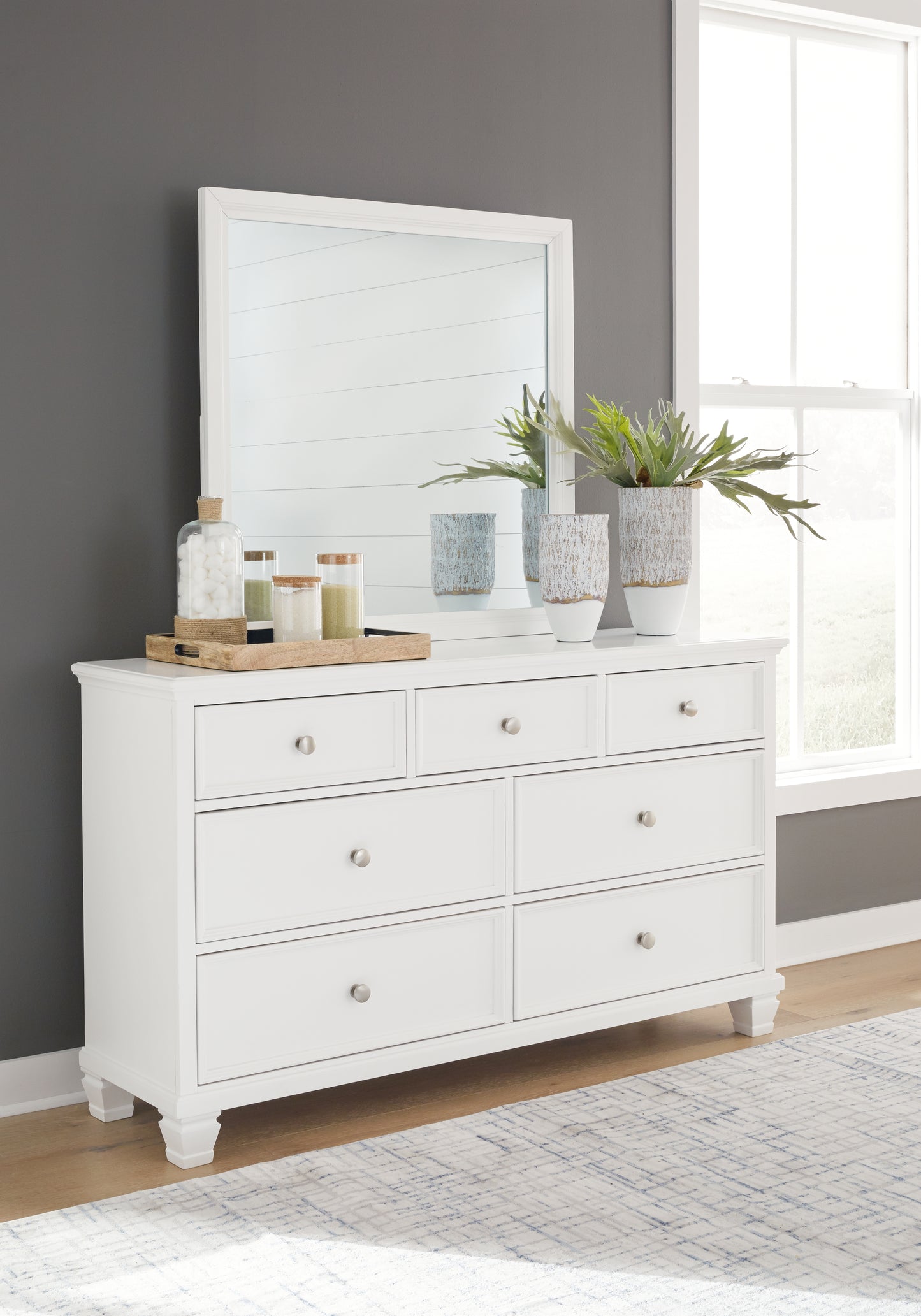 Bradenton Furniture Outlet - Ashley Furniture - Fortman Bedroom - Dresser and Mirror / White - B680B1