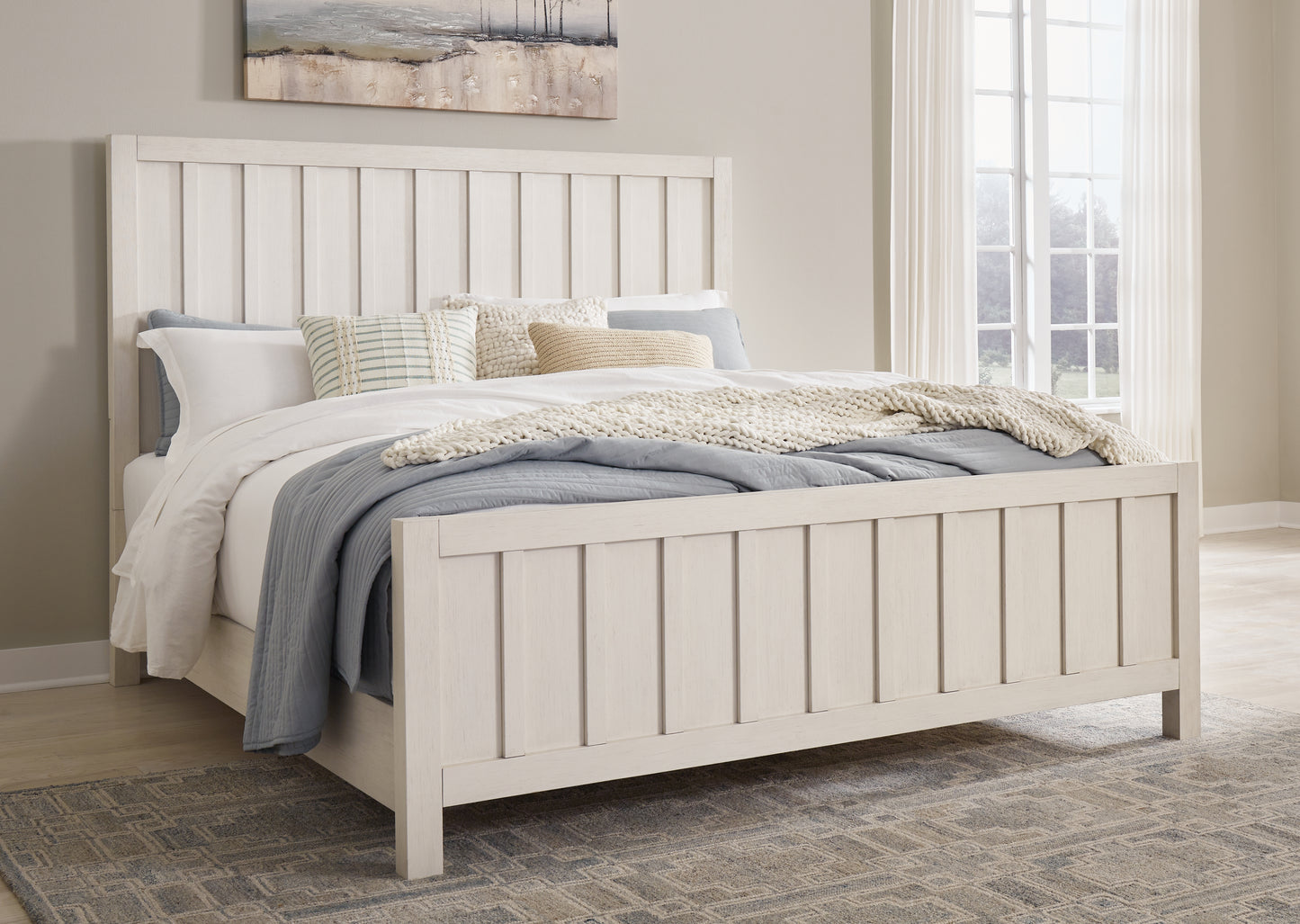 Bradenton Furniture Outlet - Ashley Furniture - Shaybrock Bedroom - Queen Panel Bed / Antique White - B683B2