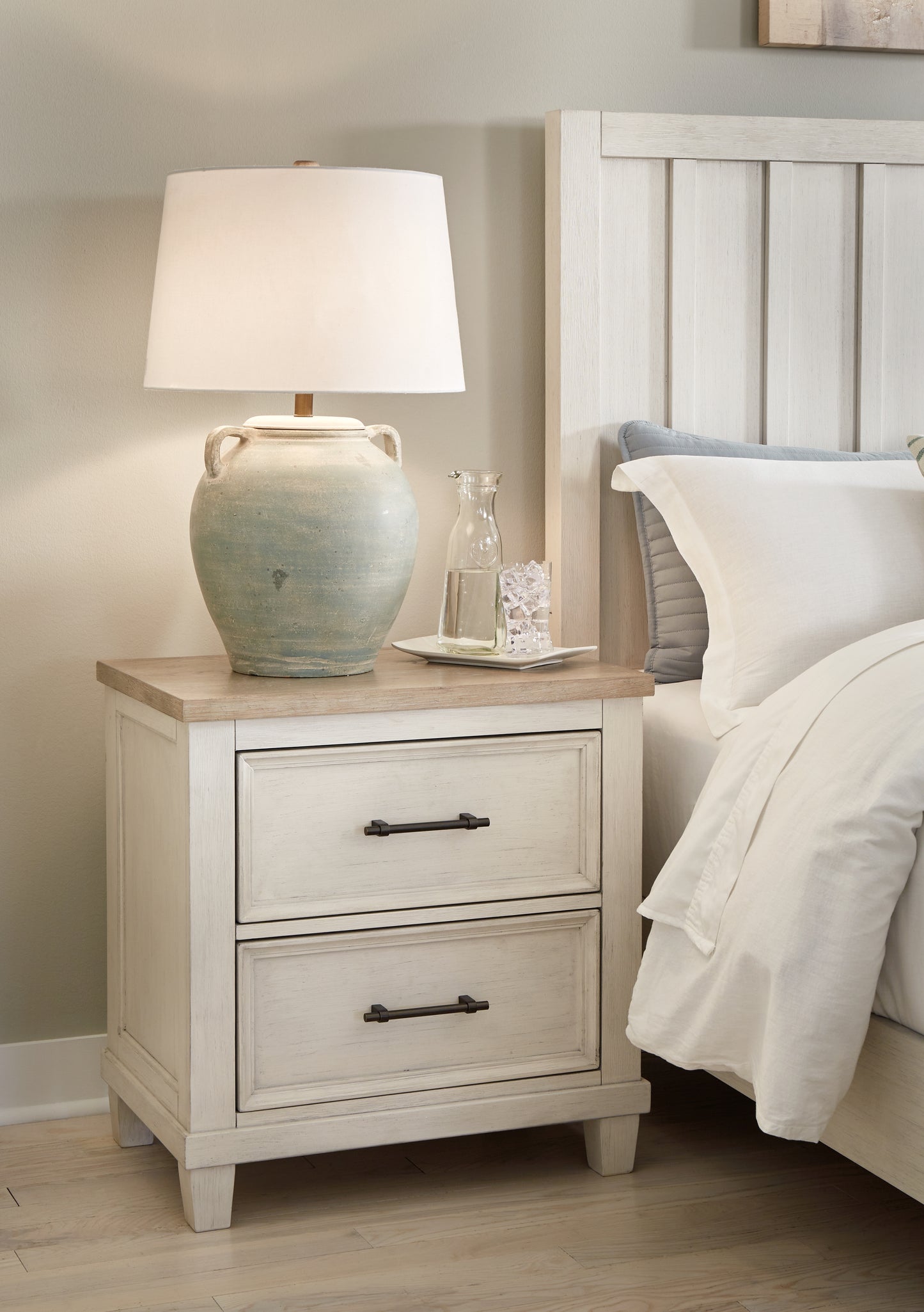 Bradenton Furniture Outlet - Ashley Furniture - Shaybrock Bedroom - Two Drawer Night Stand / Antique White/Brown - B683-92