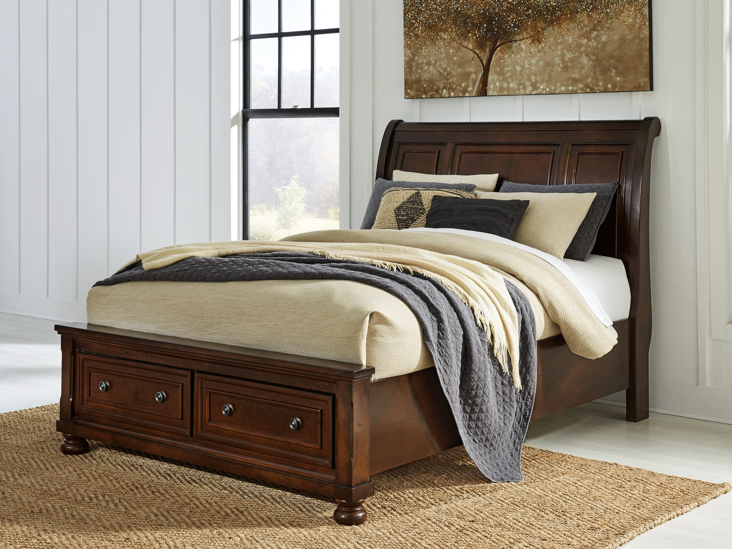 Bradenton Furniture Outlet - Ashley Furniture - Porter Bedroom - Queen Sleigh Storage Bed / Rustic Brown - B697B43