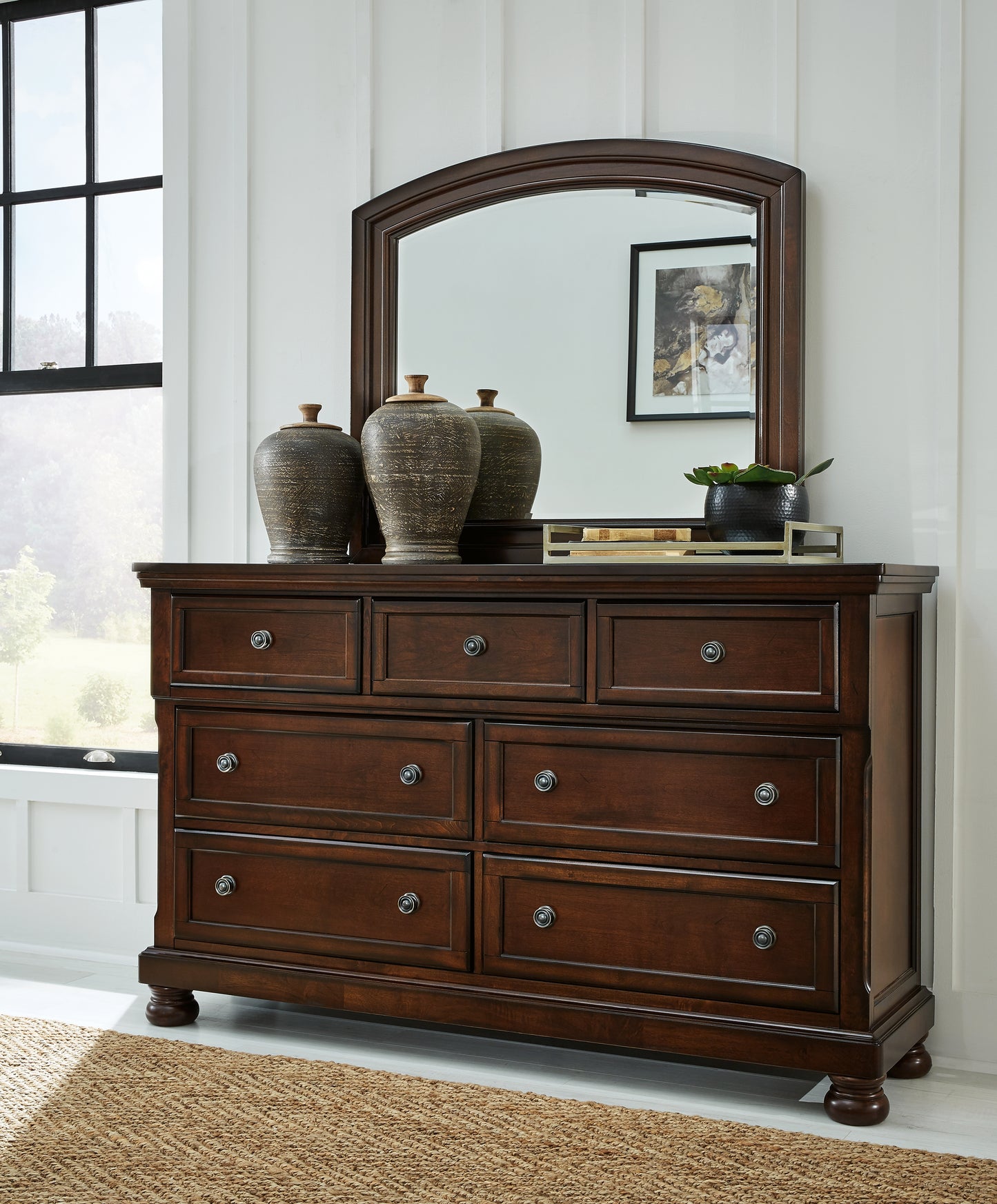 Bradenton Furniture Outlet - Ashley Furniture - Porter Bedroom - Dresser and Mirror / Rustic Brown - B697B1