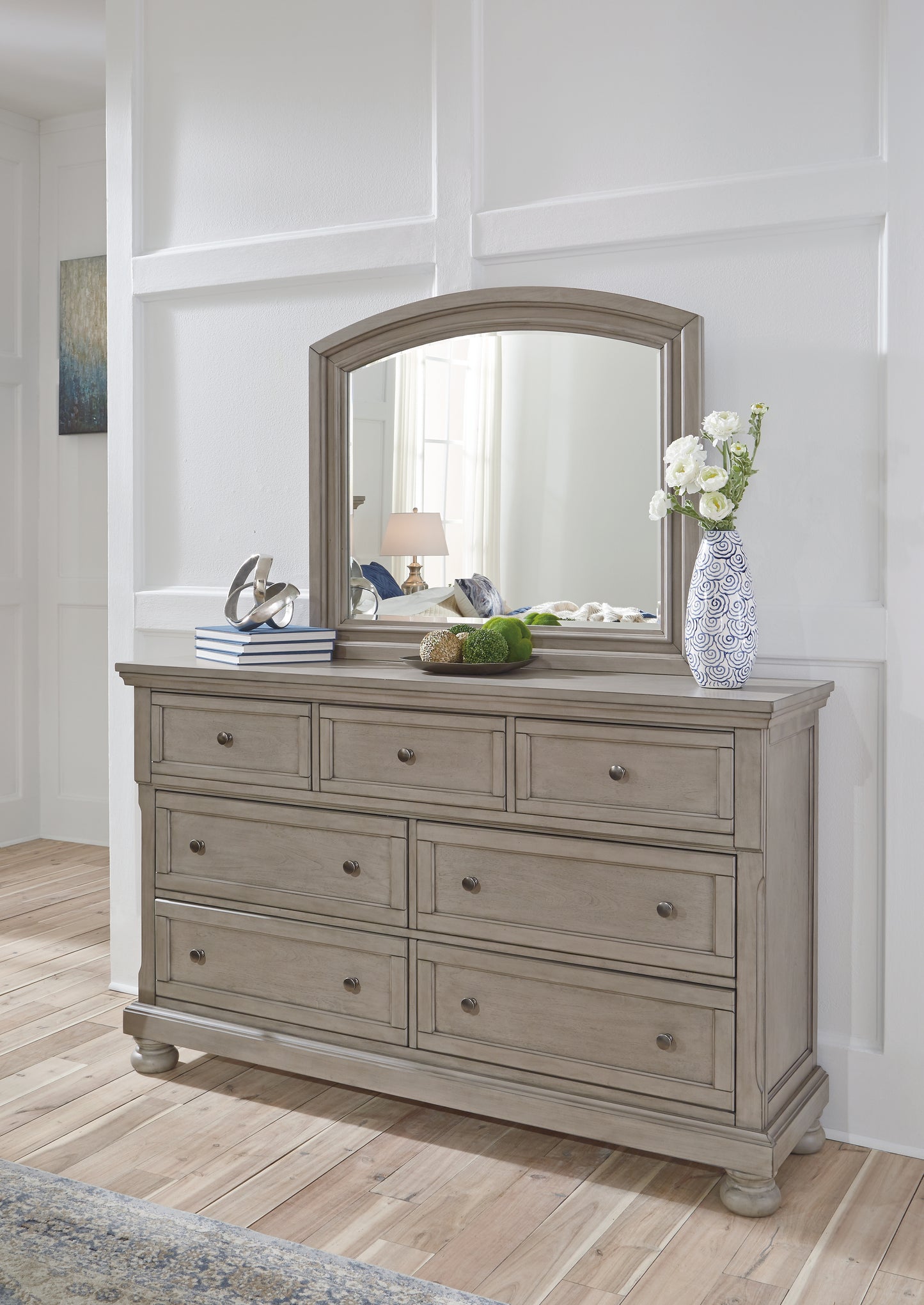 Bradenton Furniture Outlet - Ashley Furniture - Lettner Bedroom - Dresser and Mirror / Light Gray - B733B1
