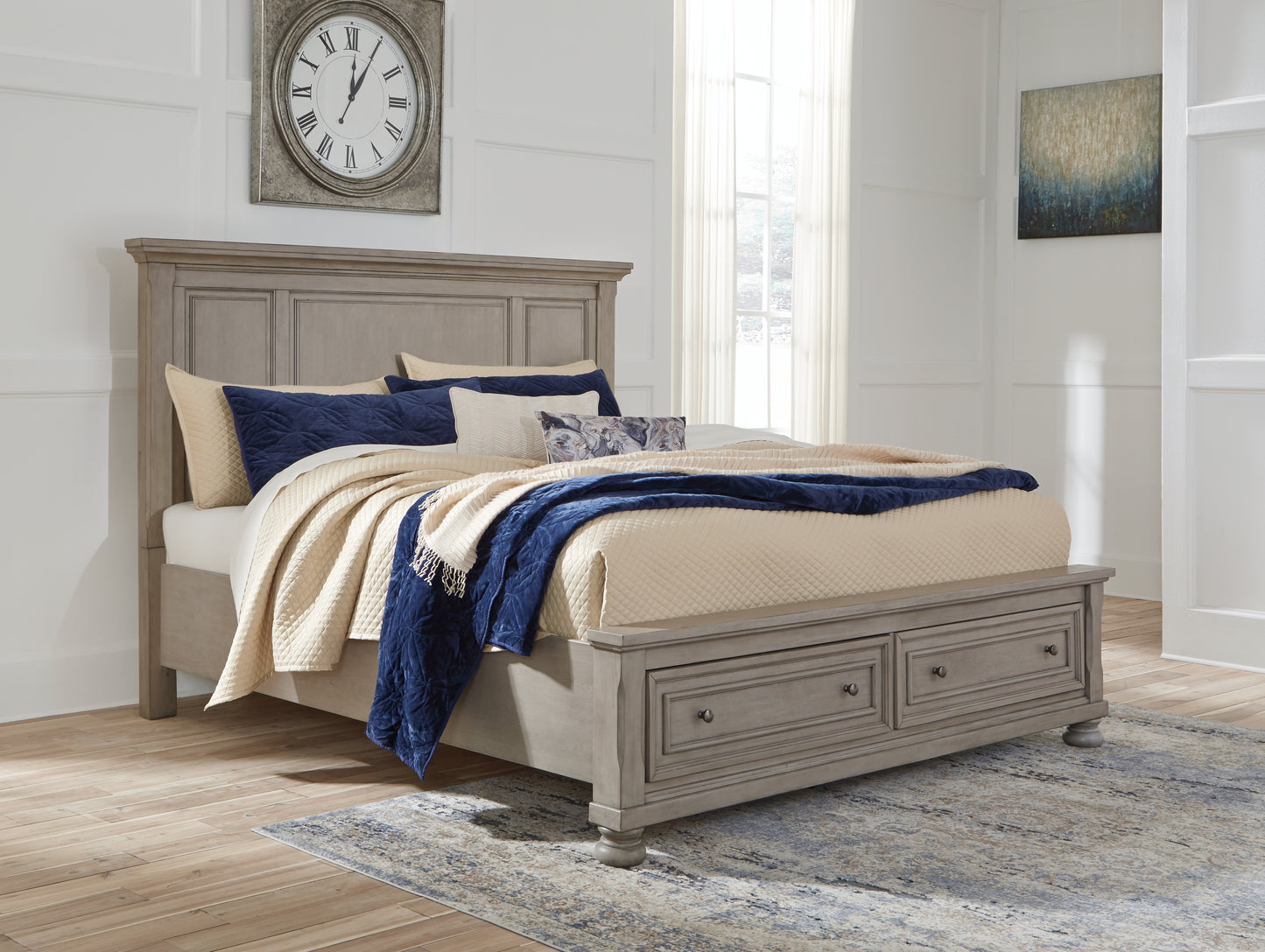 Bradenton Furniture Outlet - Ashley Furniture - Lettner Bedroom - California King Panel Storage bed / Light Gray - B733B35