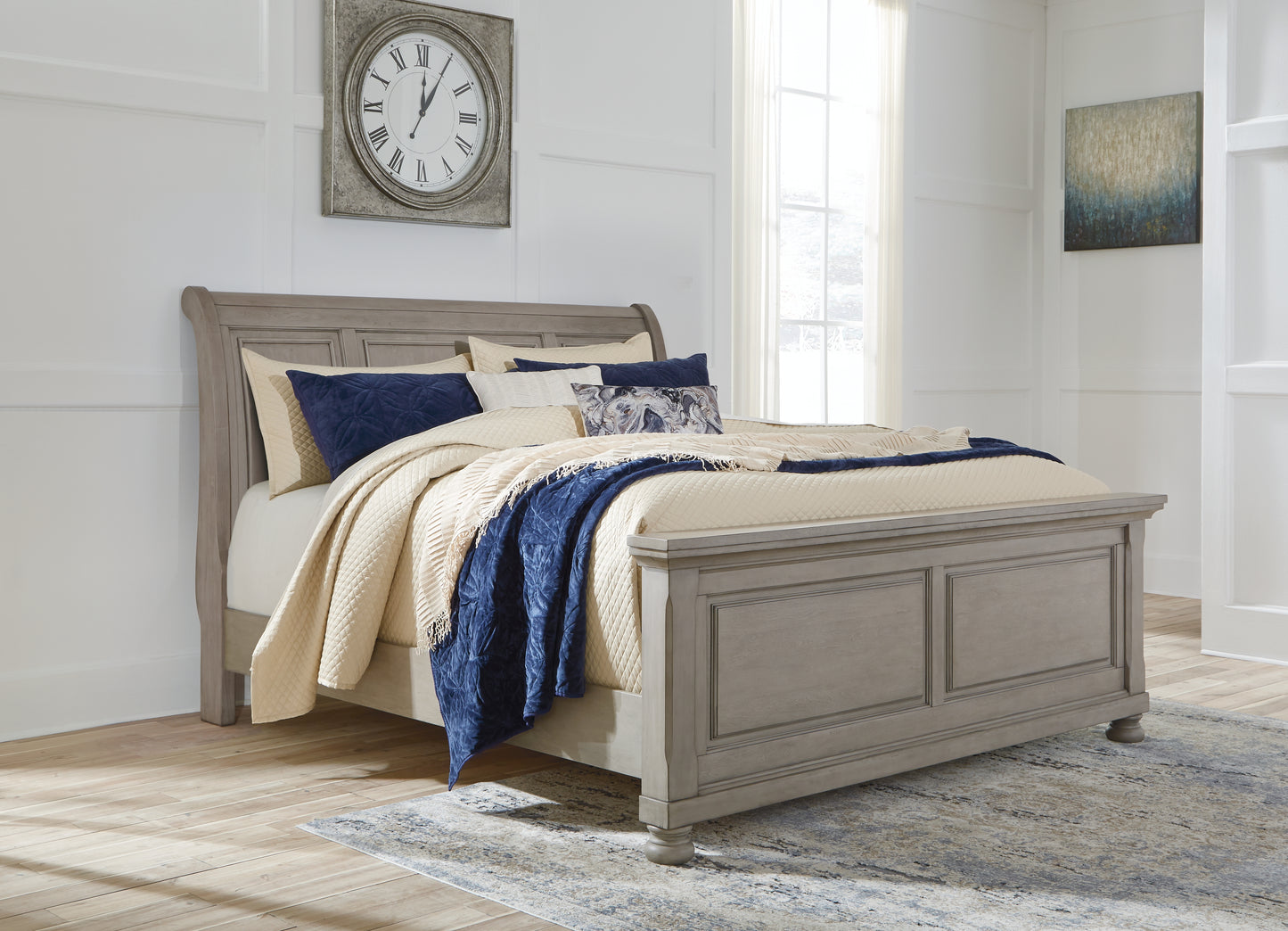 Bradenton Furniture Outlet - Ashley Furniture - Lettner Bedroom - King Sleigh Bed / Light Gray - B733B34
