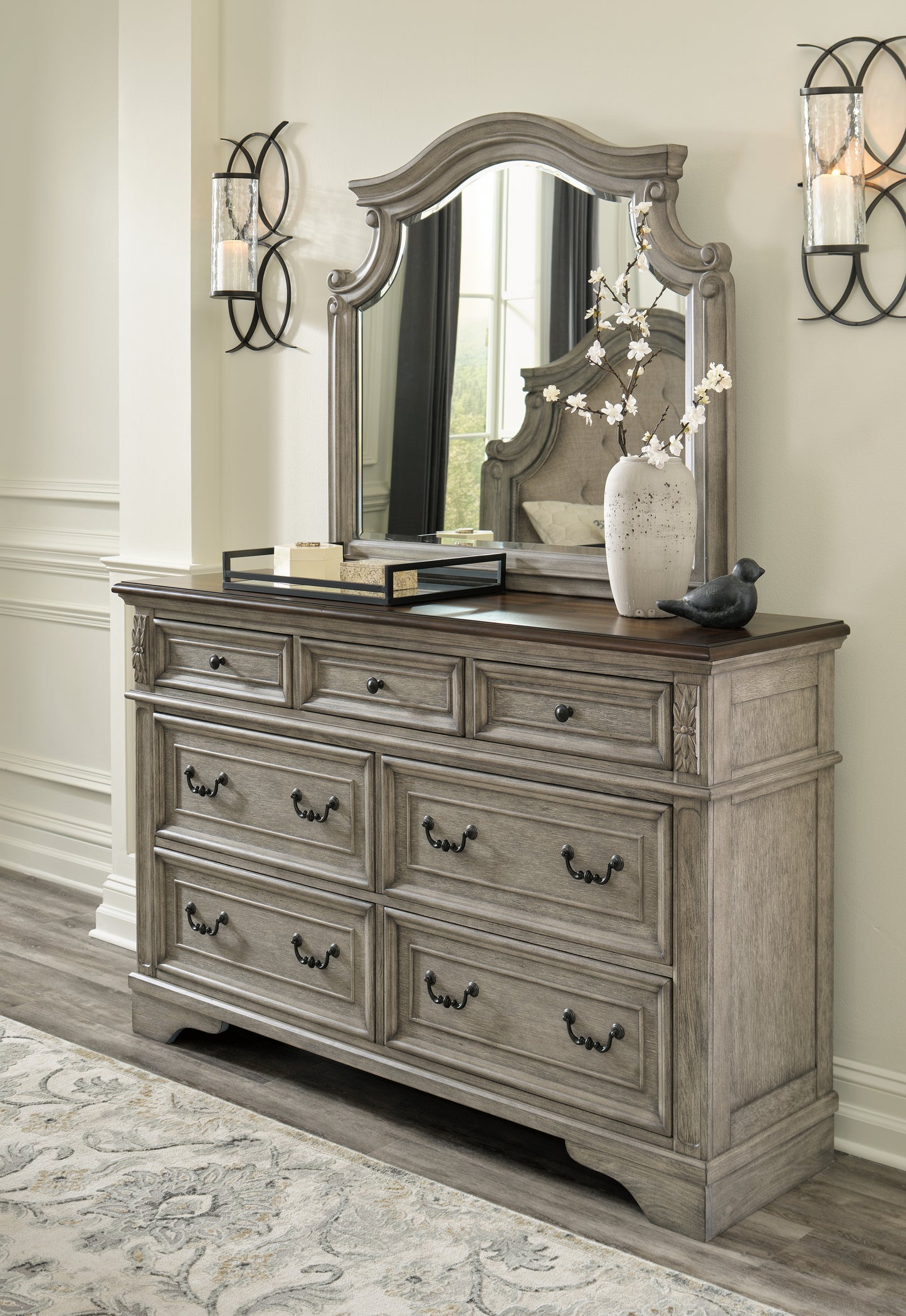 Bradenton Furniture Outlet - Ashley Furniture - Lodenbay Bedroom - Dresser and Mirror / Antique Gray/Brown - B751B1