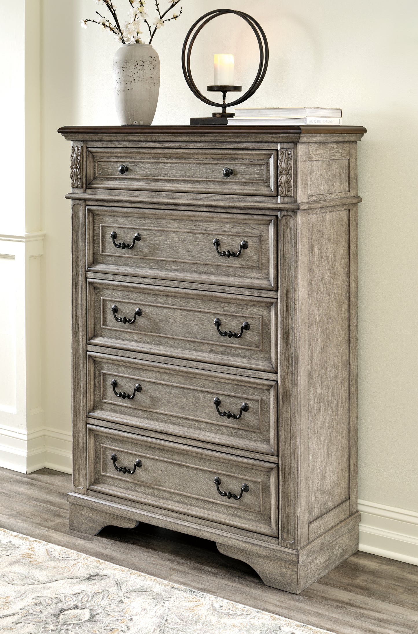 Bradenton Furniture Outlet - Ashley Furniture - Lodenbay Bedroom - Five Drawer Chest / Antique Gray/Brown - B751-46