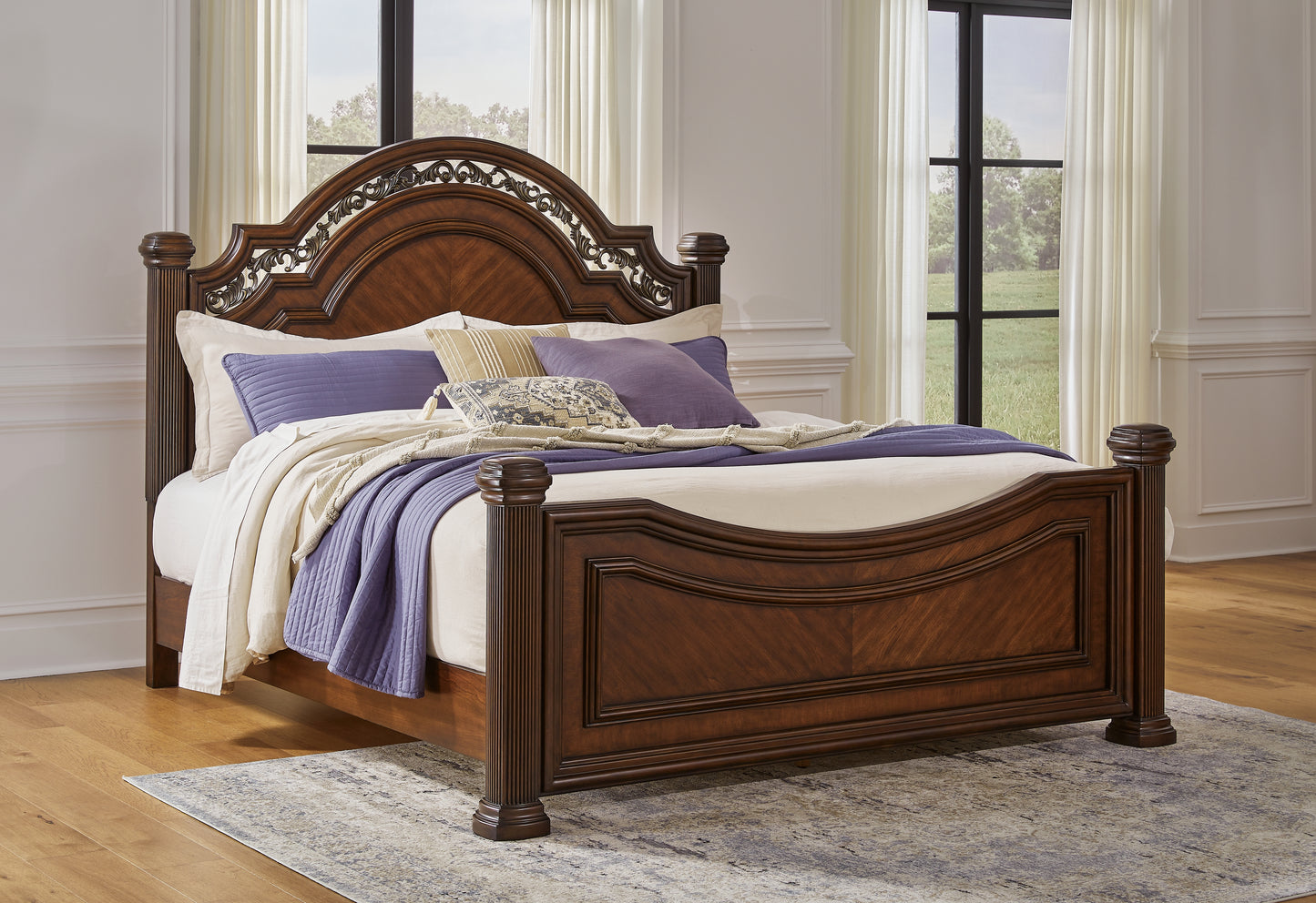 Bradenton Furniture Outlet - Ashley Furniture - Lavinton Bedroom - King Poster Bed / Brown - B764B9