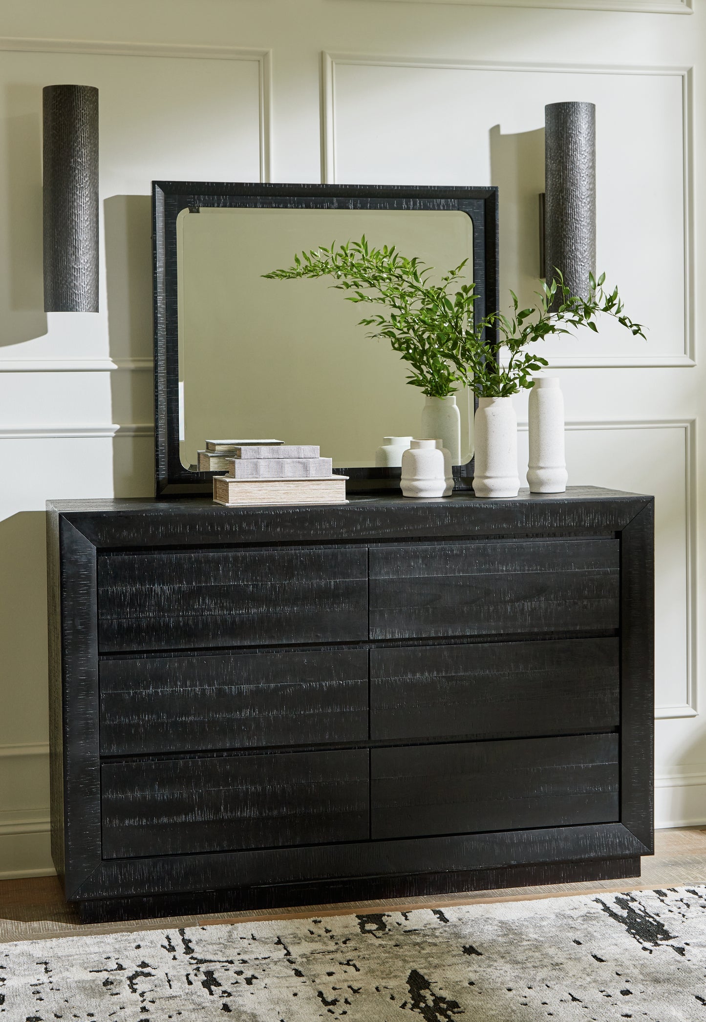 Bradenton Furniture Outlet - Ashley Furniture - Londer Bedroom - Dresser and Mirror / Black - B768B1