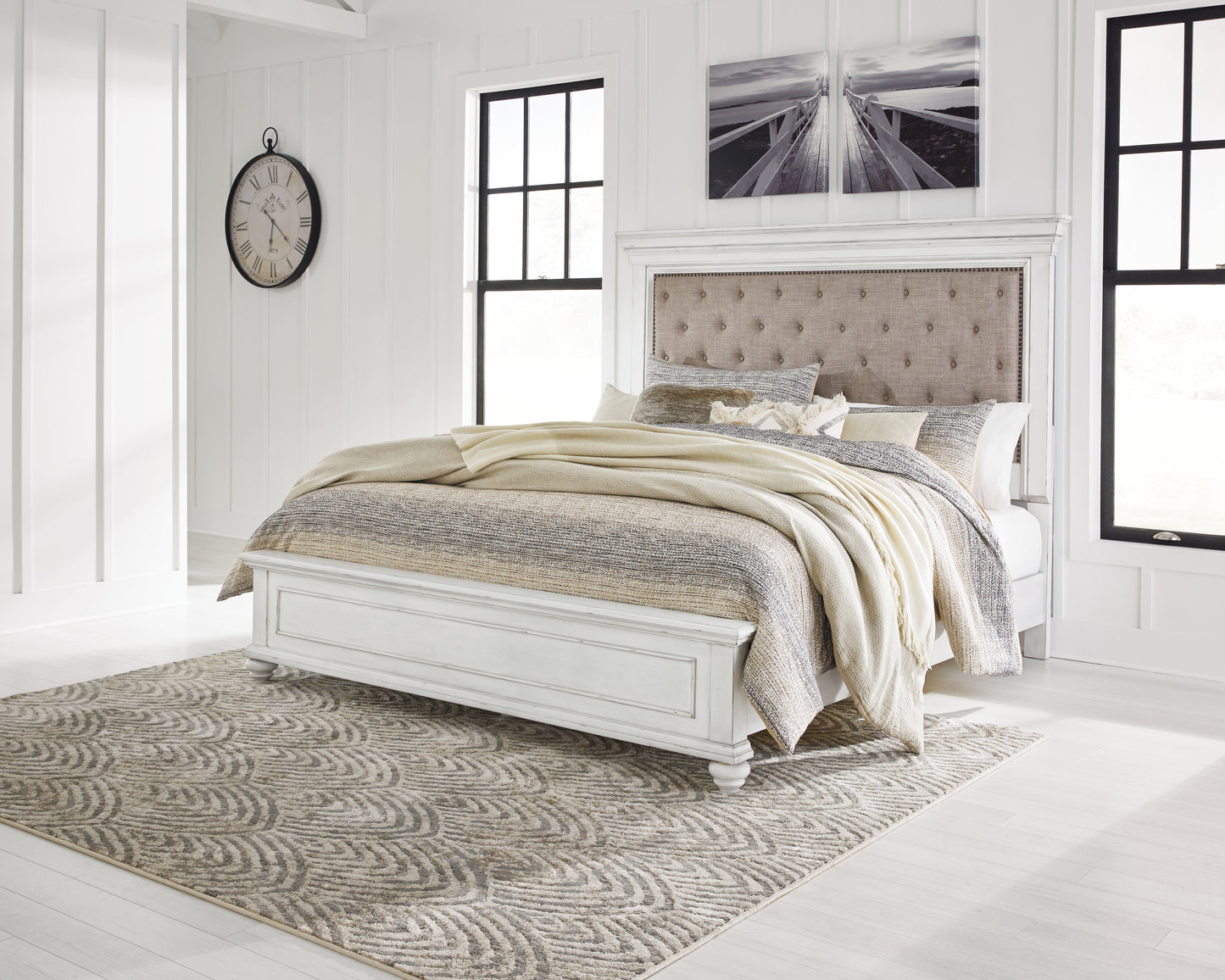 Bradenton Furniture Outlet - Ashley Furniture - Kanwyn Bedroom - Queen Panel Bed / Whitewash - B777B4