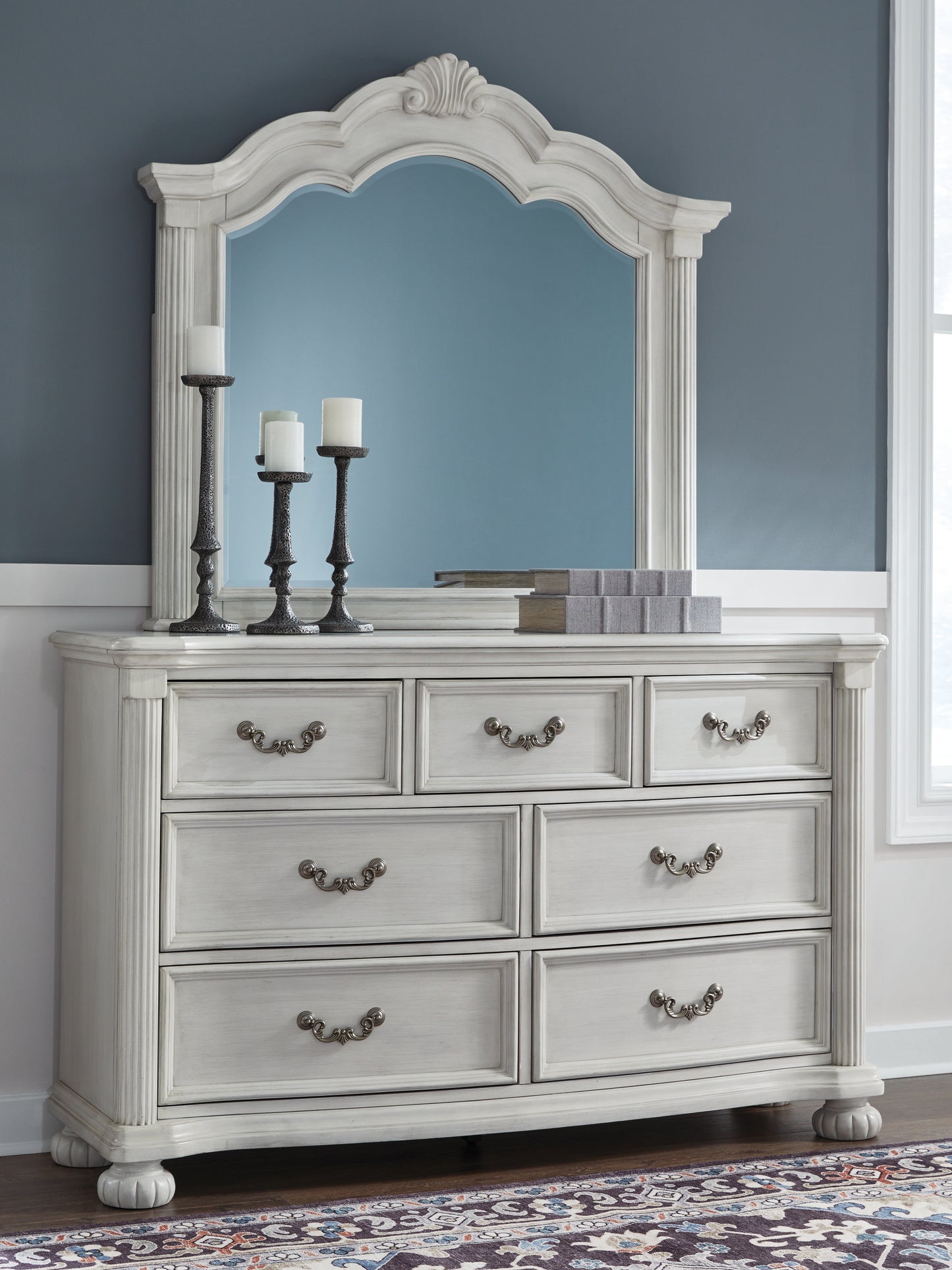 Bradenton Furniture Outlet - Ashley Furniture - Montelaine Bedroom - Dresser and Mirror / Antique White - B795B1