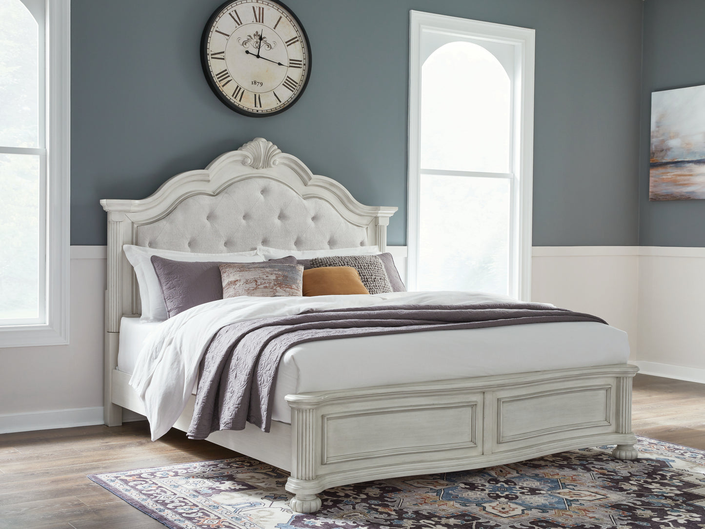 Bradenton Furniture Outlet - Ashley Furniture - Montelaine Bedroom - California King Upholstered Panel Bed / Antique White - B795B7