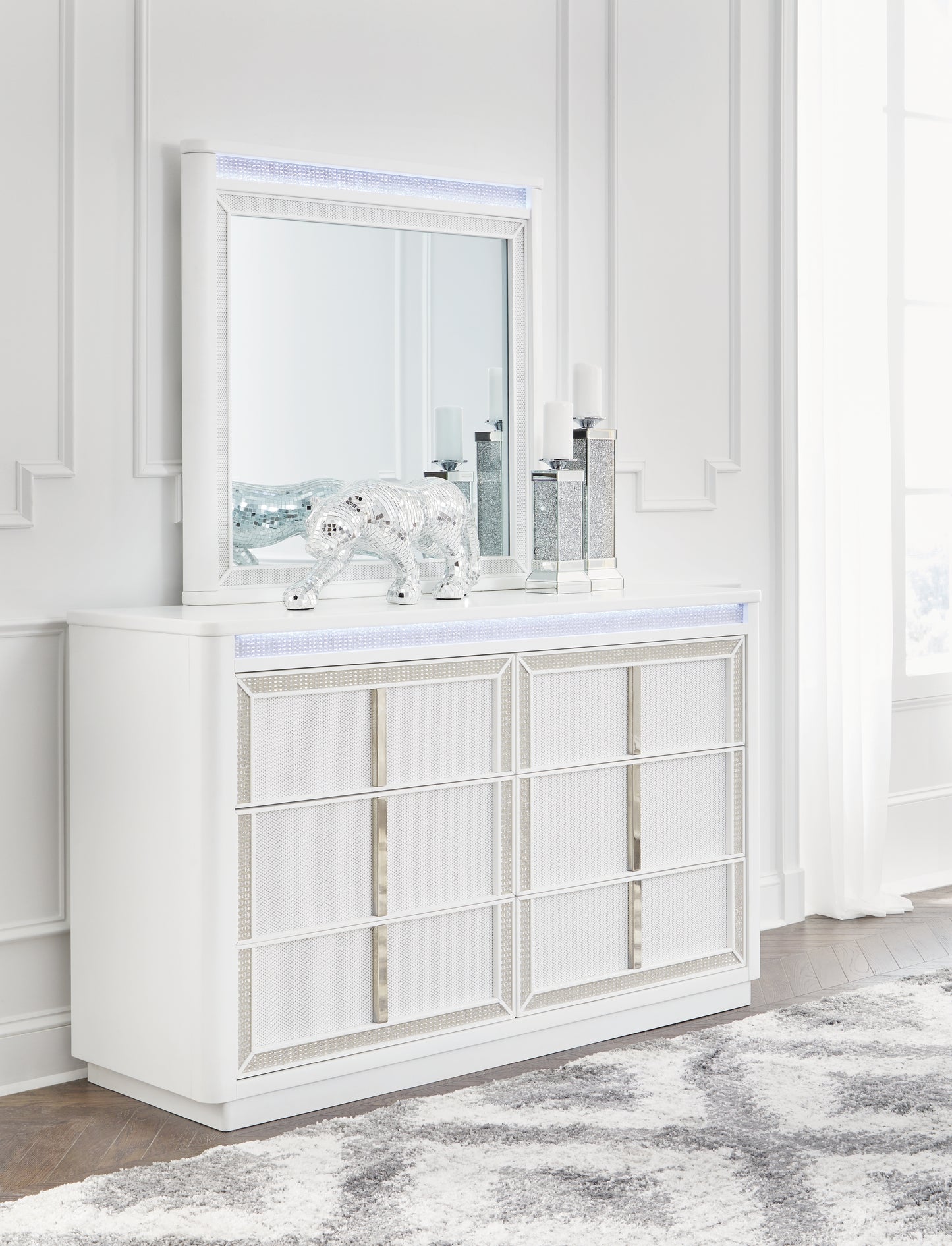 Bradenton Furniture Outlet - Ashley Furniture - Chalanna Bedroom - Dresser and Mirror / White - B822B1